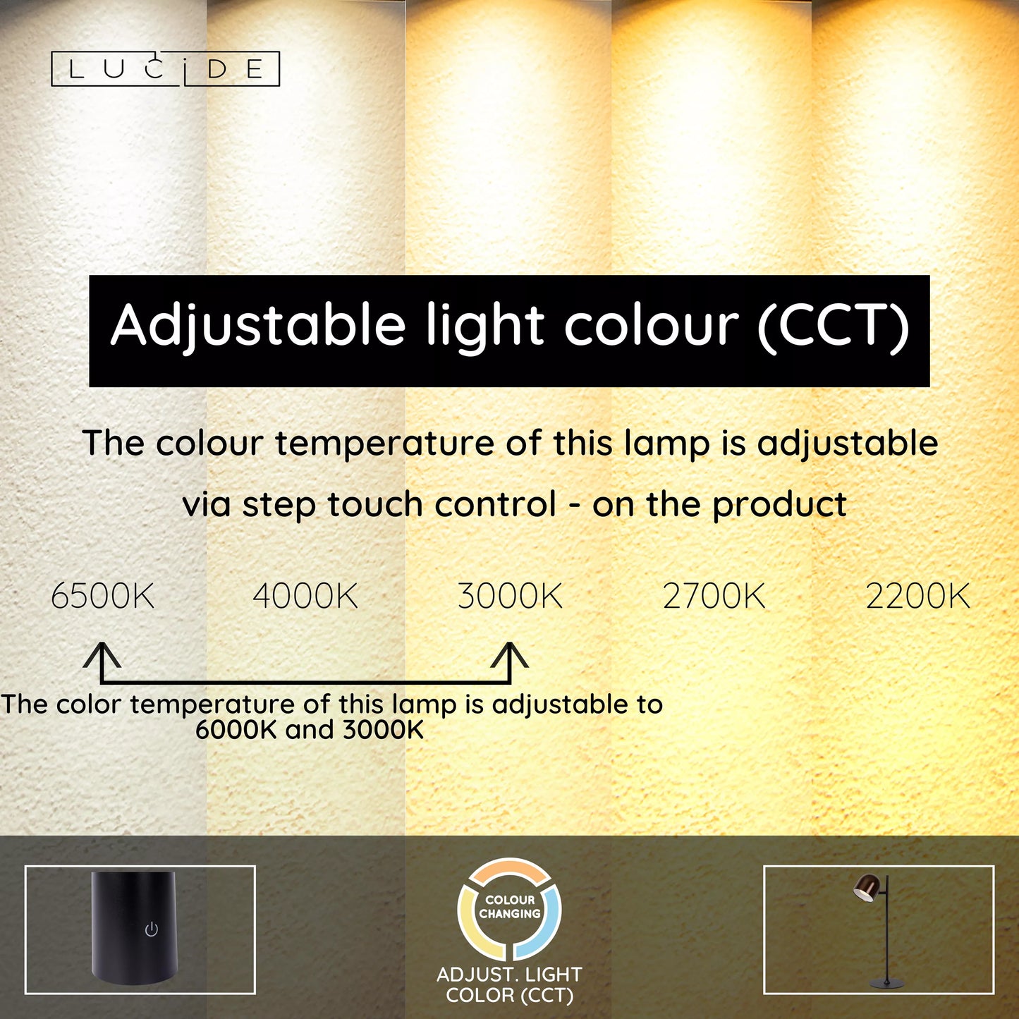 Lucide SKANSKA RECH - Rechargeable Desk lamp Indoor/Outdoor - Battery pack - LED Dim. - CCT - 1x3W 3000K/6000K - IP44 - Coffee
