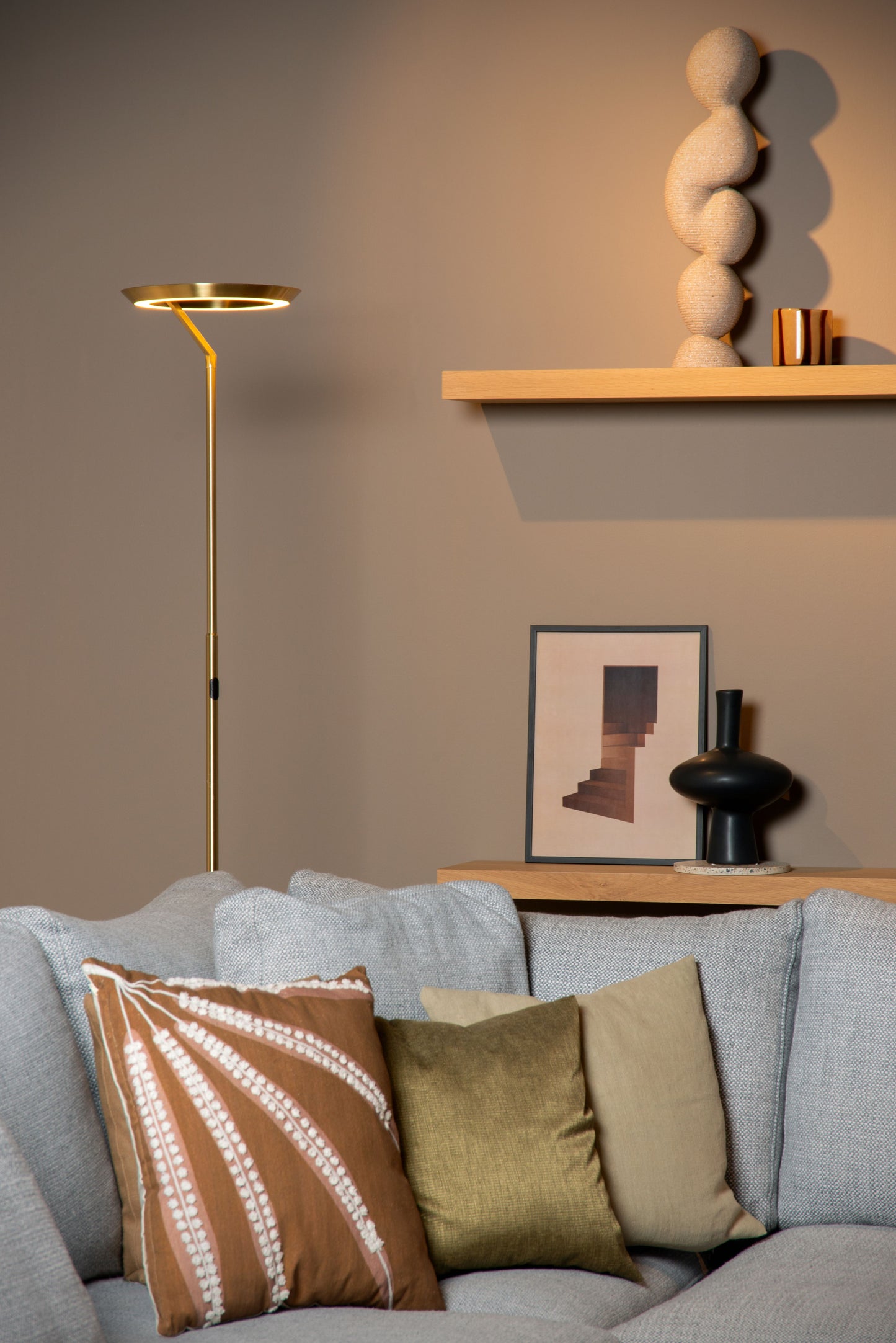 Lucide CELESTE - Floor lamp - Ø 28 cm - LED Dim. - 1x21W 2700K - Matt Gold / Brass