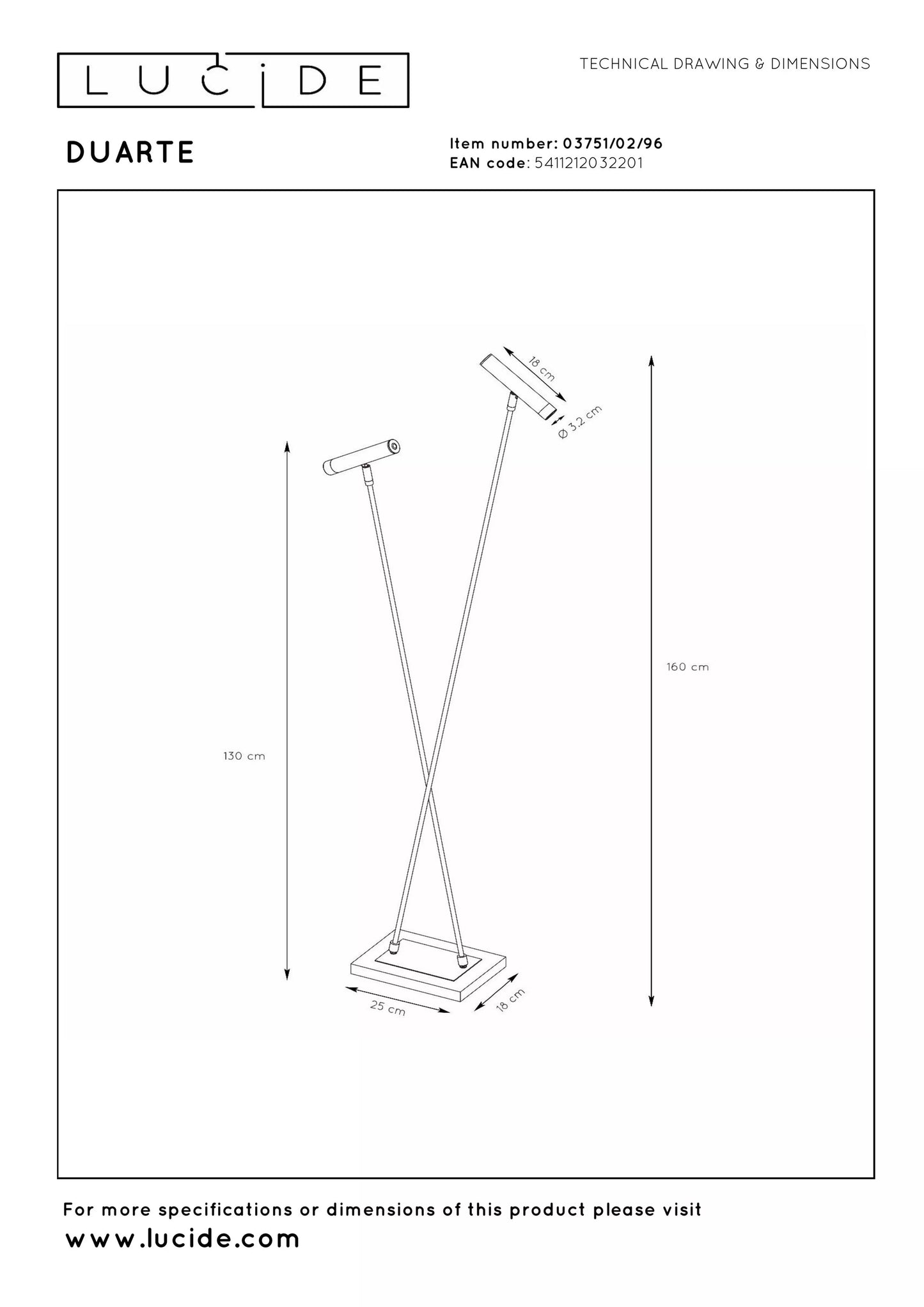 Lucide DUARTE - Floor lamp - 2xG9 - Coffee | Vibes