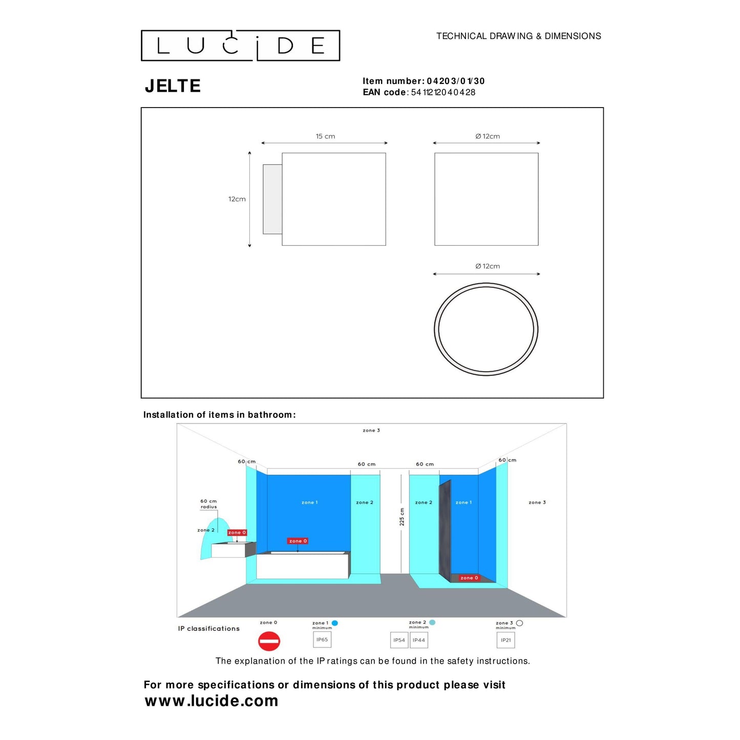 Lucide JELTE - Wall light Bathroom - 1xG9 - IP44 - Black