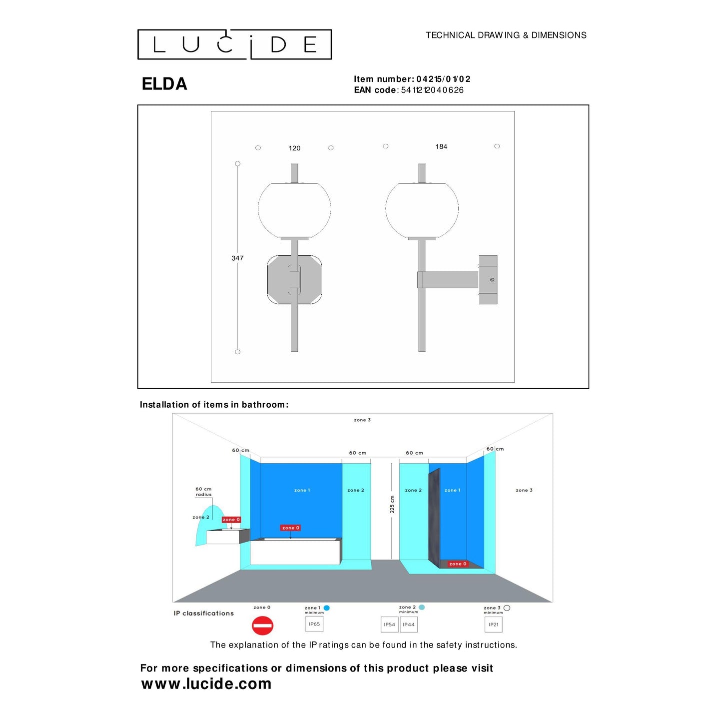 Lucide ELDA - Wall light Bathroom - 1xG9 - IP44 - Matt Gold / Brass