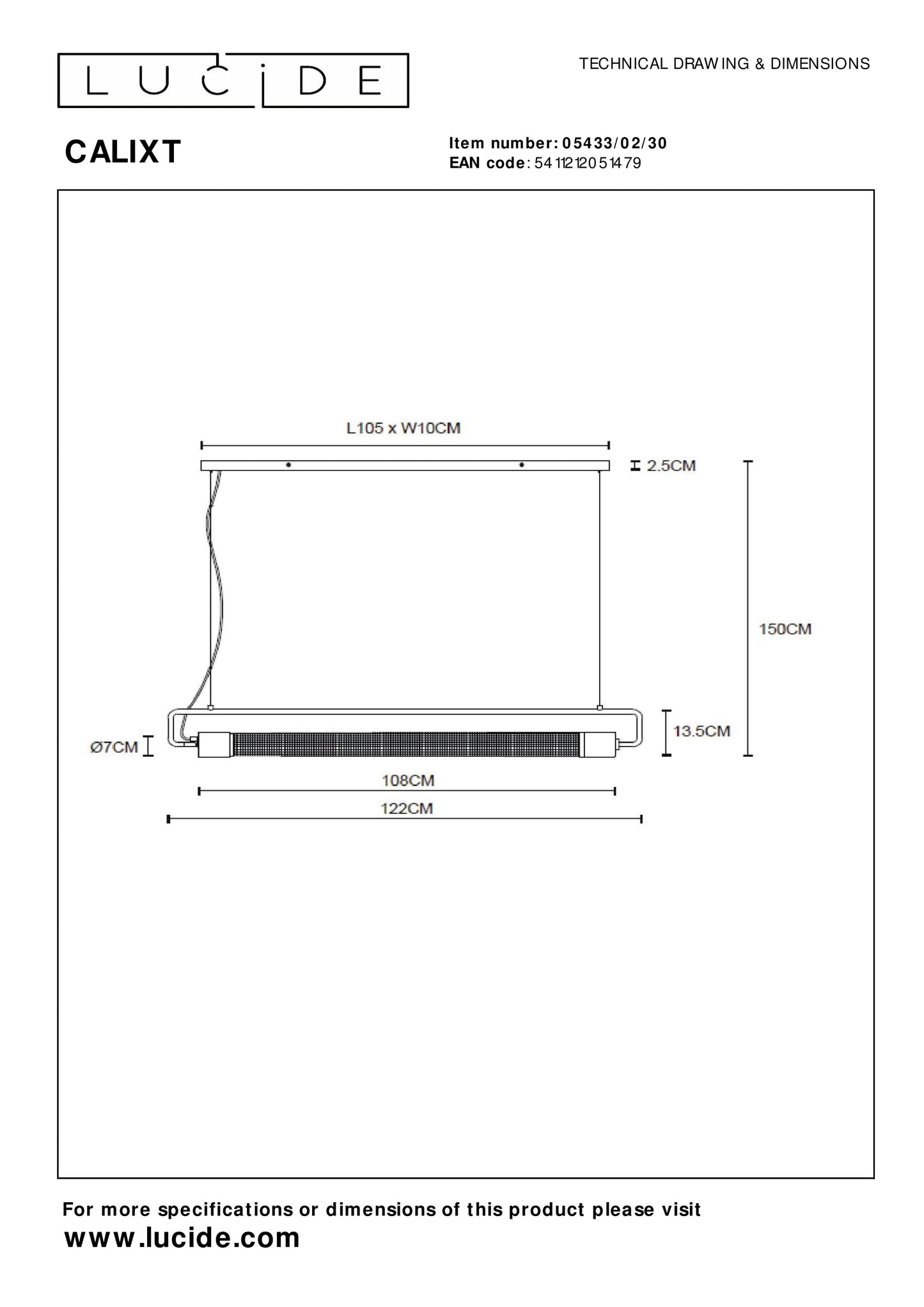 Lucide CALIXT - Pendant light - 2xE27 - Black