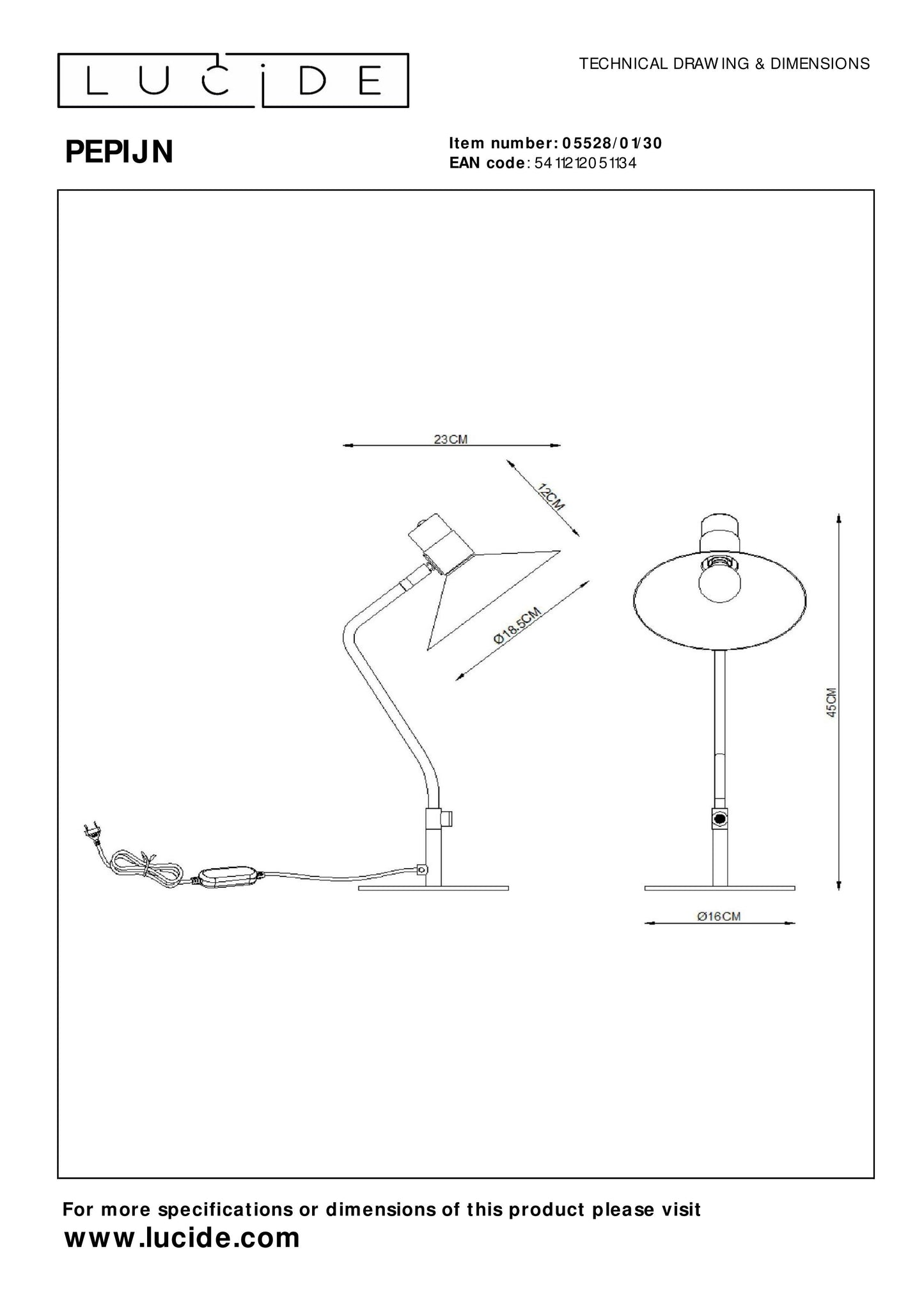 Lucide PEPIJN - Table lamp - 1xE14 - 3 StepDim - Black