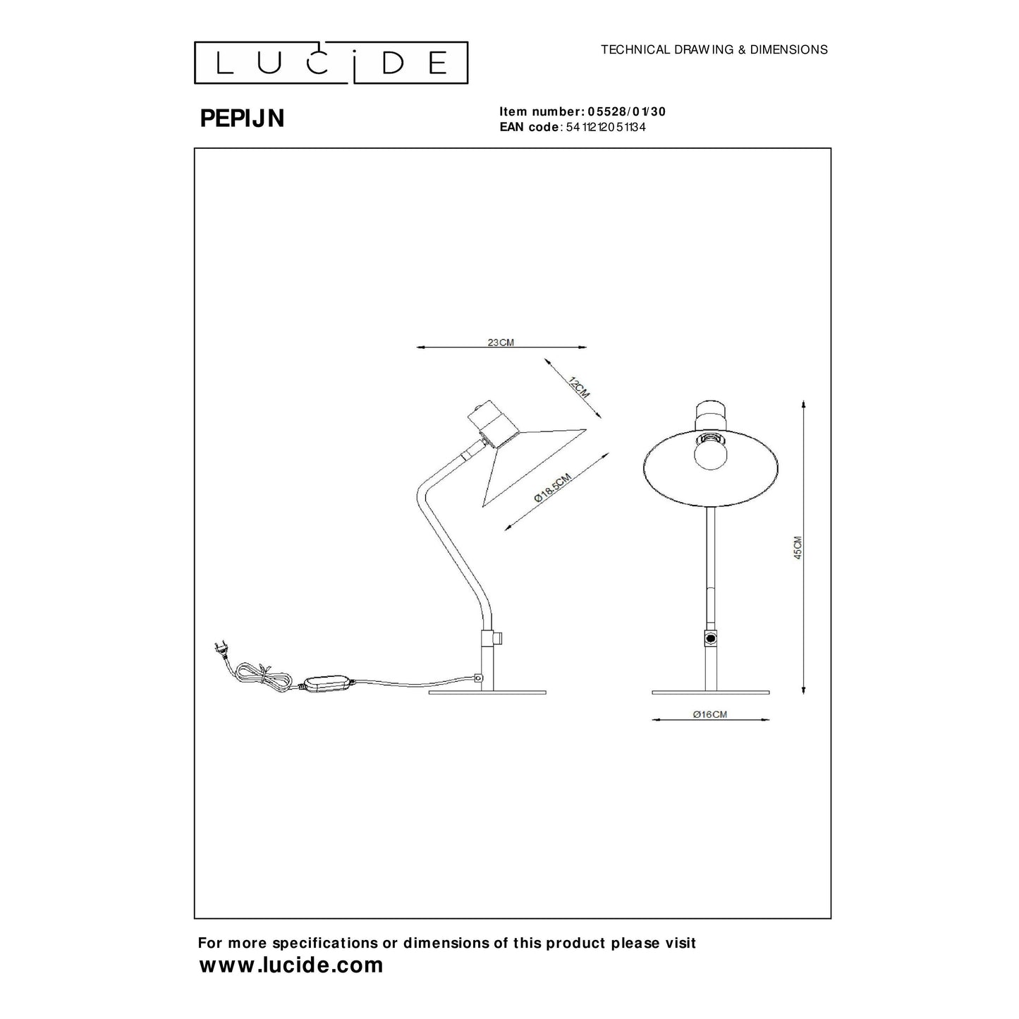 Lucide PEPIJN - Table lamp - 1xE14 - 3 StepDim - Black