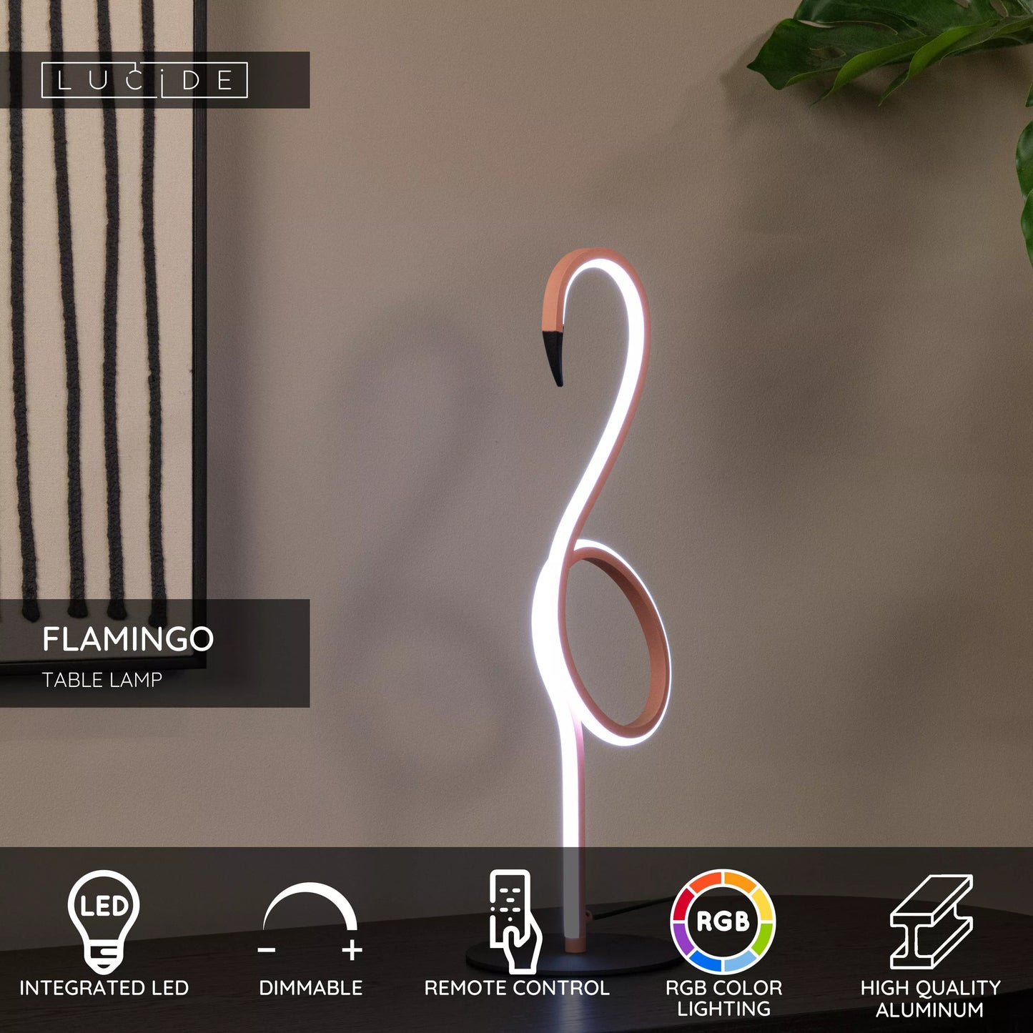 Lucide FLAMINGO - Table lamp - LED Dim. - Rgb - Pink