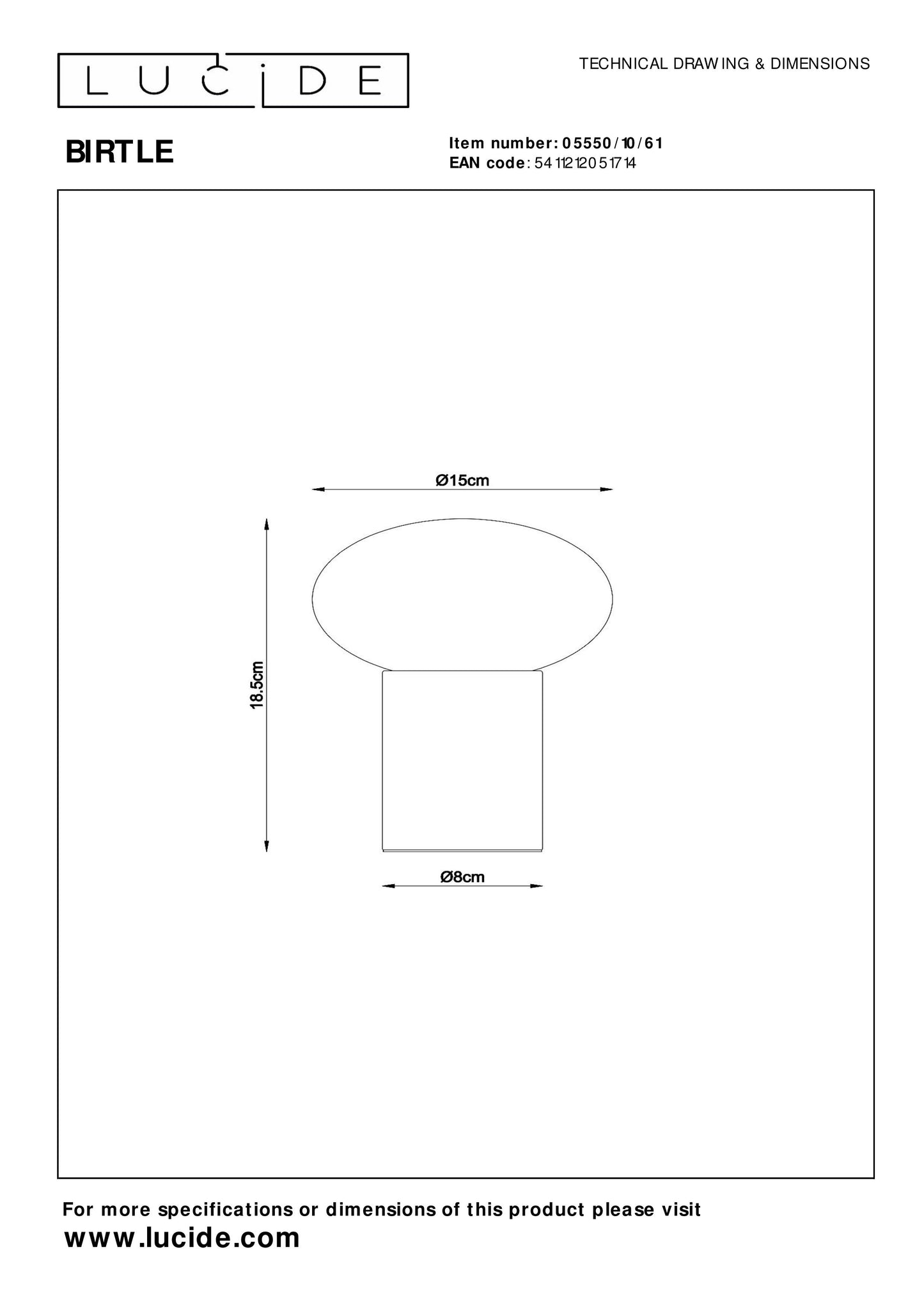 Lucide BIRTLE - Table lamp - 1xE14 - Opal