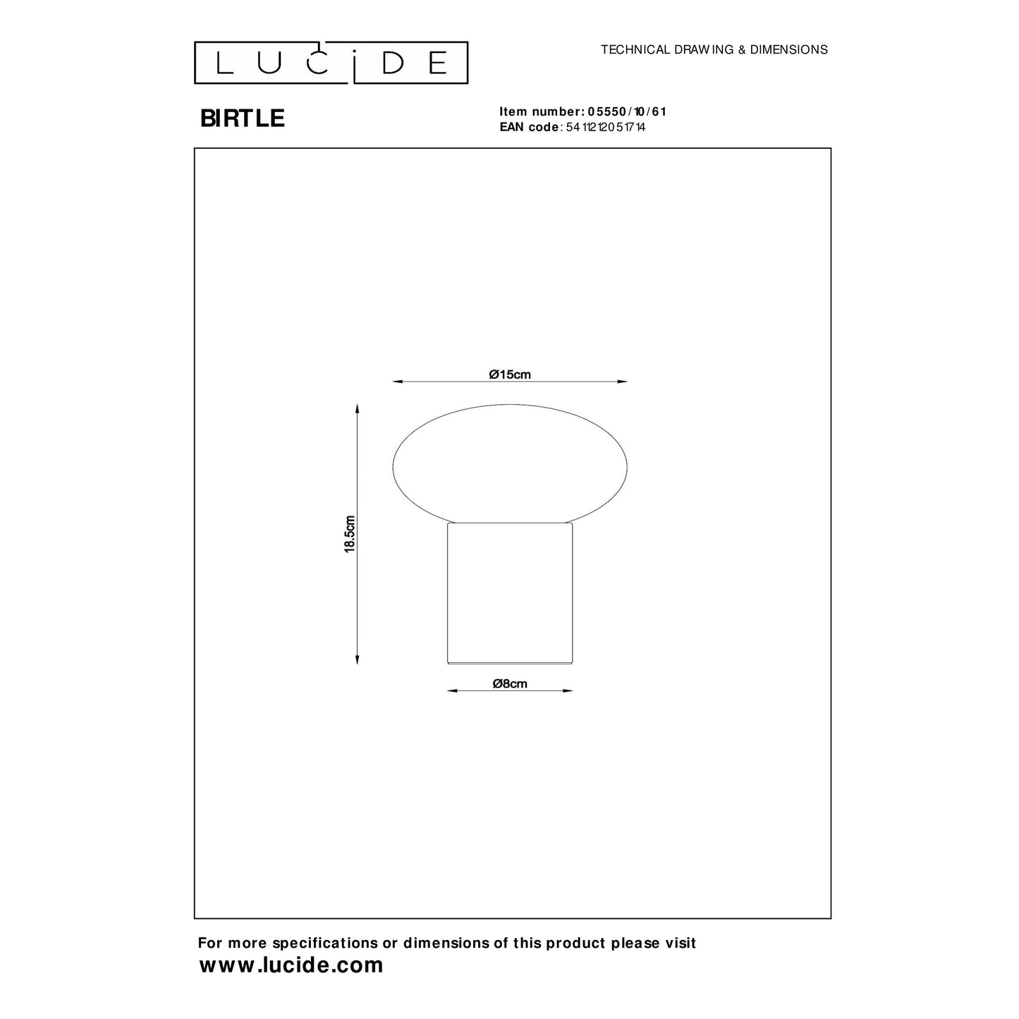 Lucide BIRTLE - Table lamp - 1xE14 - Opal