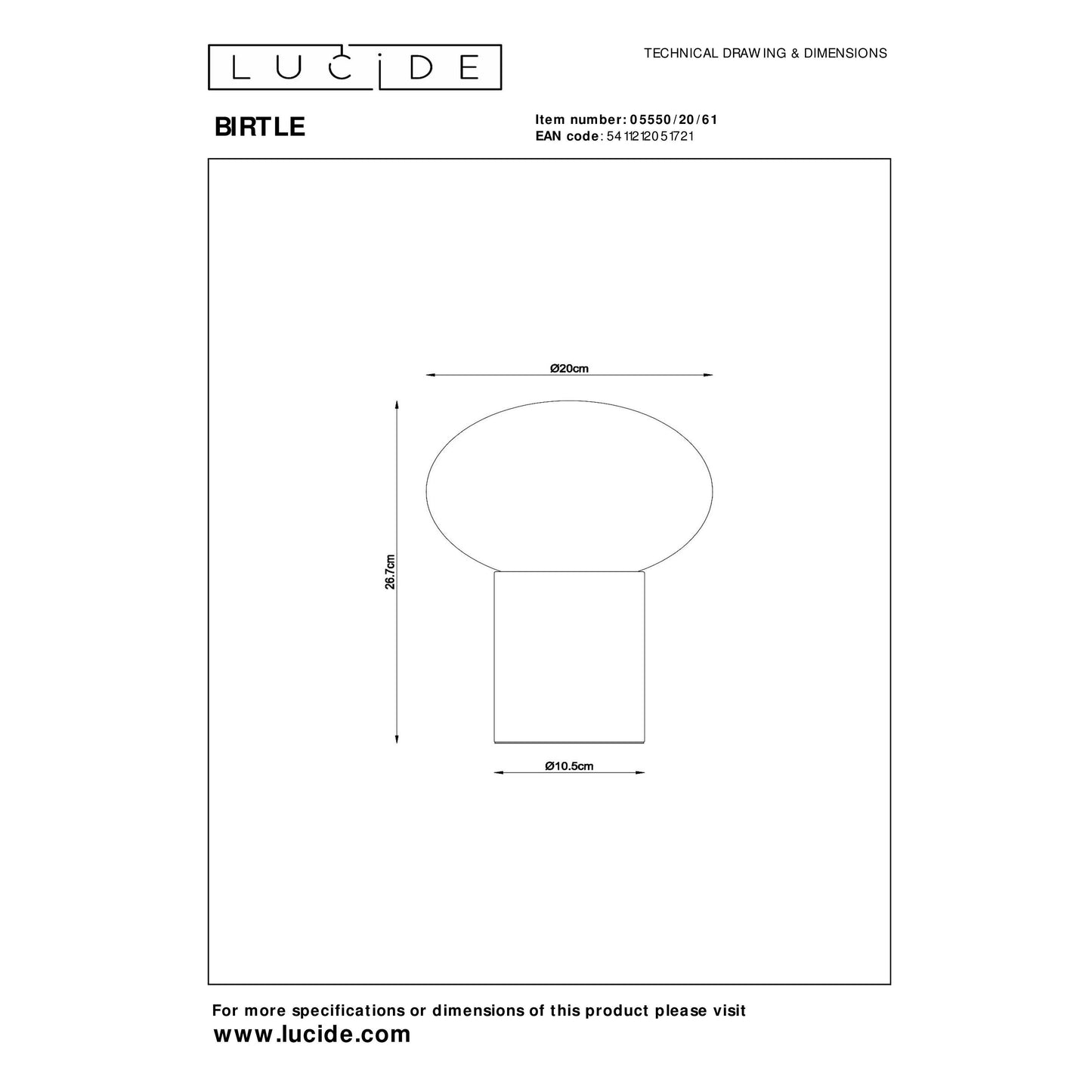 Lucide BIRTLE - Table lamp - 1x E14 - Opal