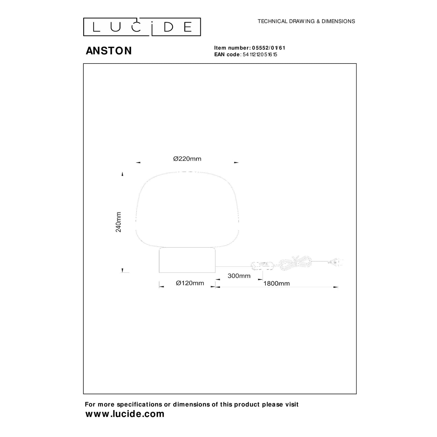 Lucide ANSTON - Table lamp - 1xE14 - Opal