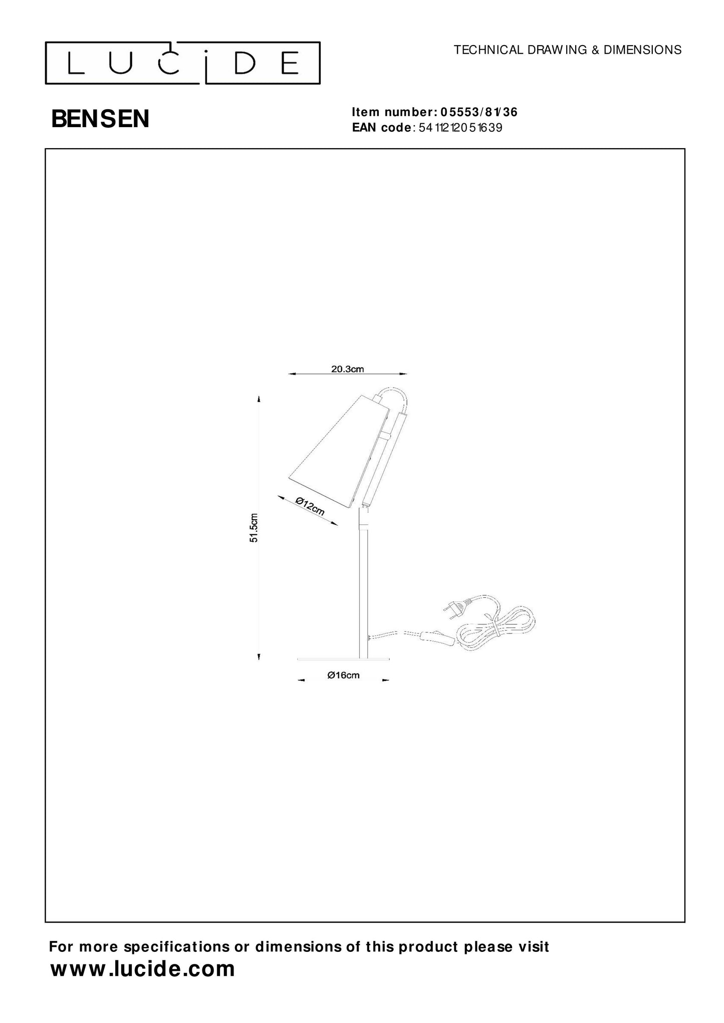 Lucide BENSEN - Table lamp - 1xE14 - Grey