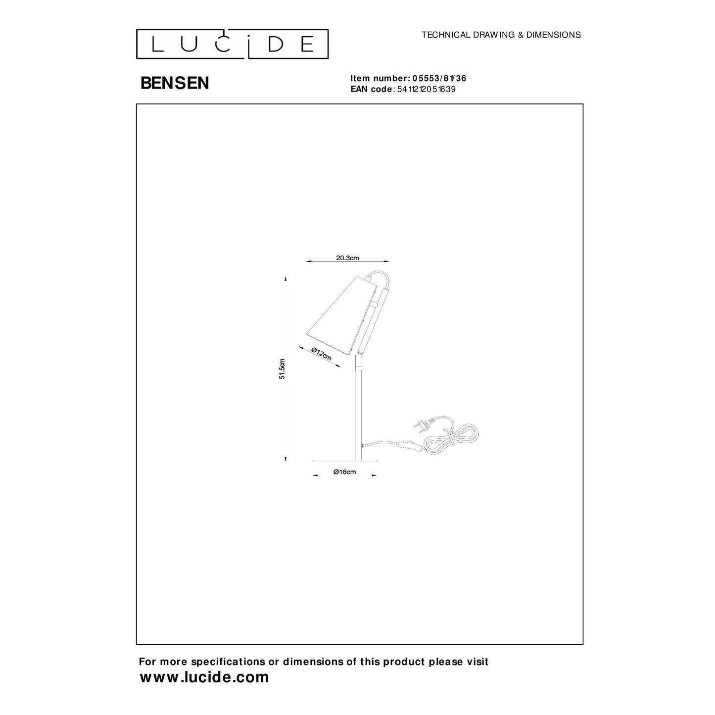 Lucide BENSEN - Table lamp - 1xE14 - Grey
