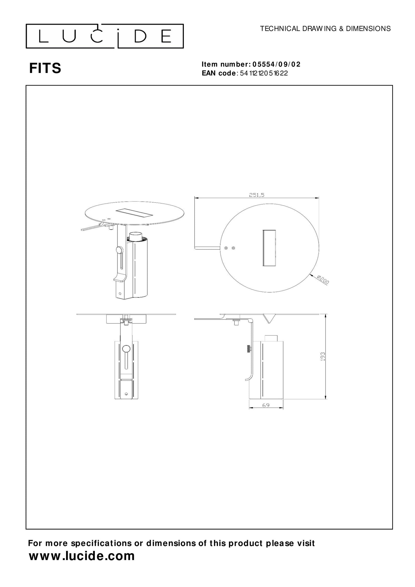 Lucide FITS - Table lamp - LED - 1x8W 3000K - Matt Gold / Brass