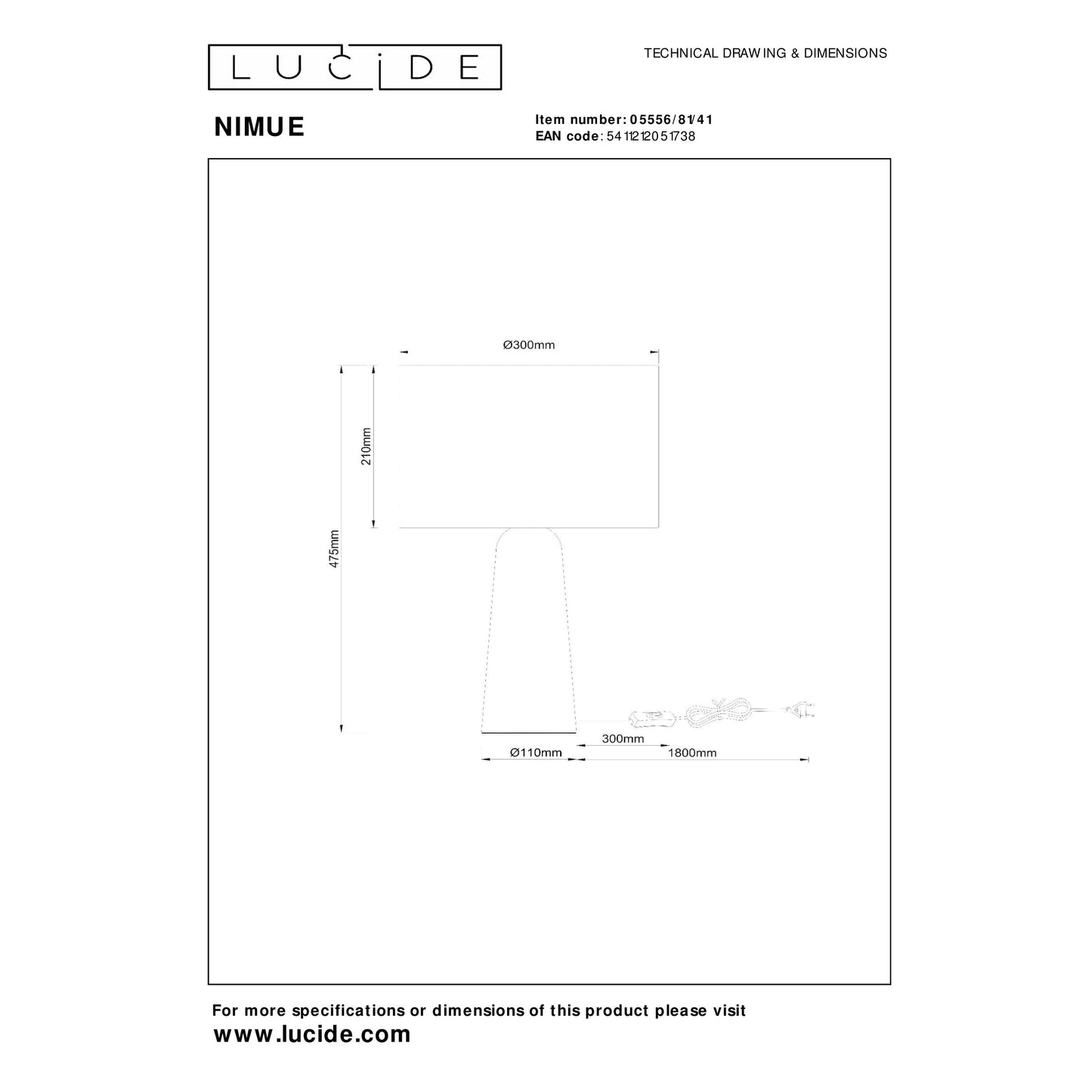 Lucide NIMUE - Table lamp - Ø 30 cm - 1xE27 - Taupe