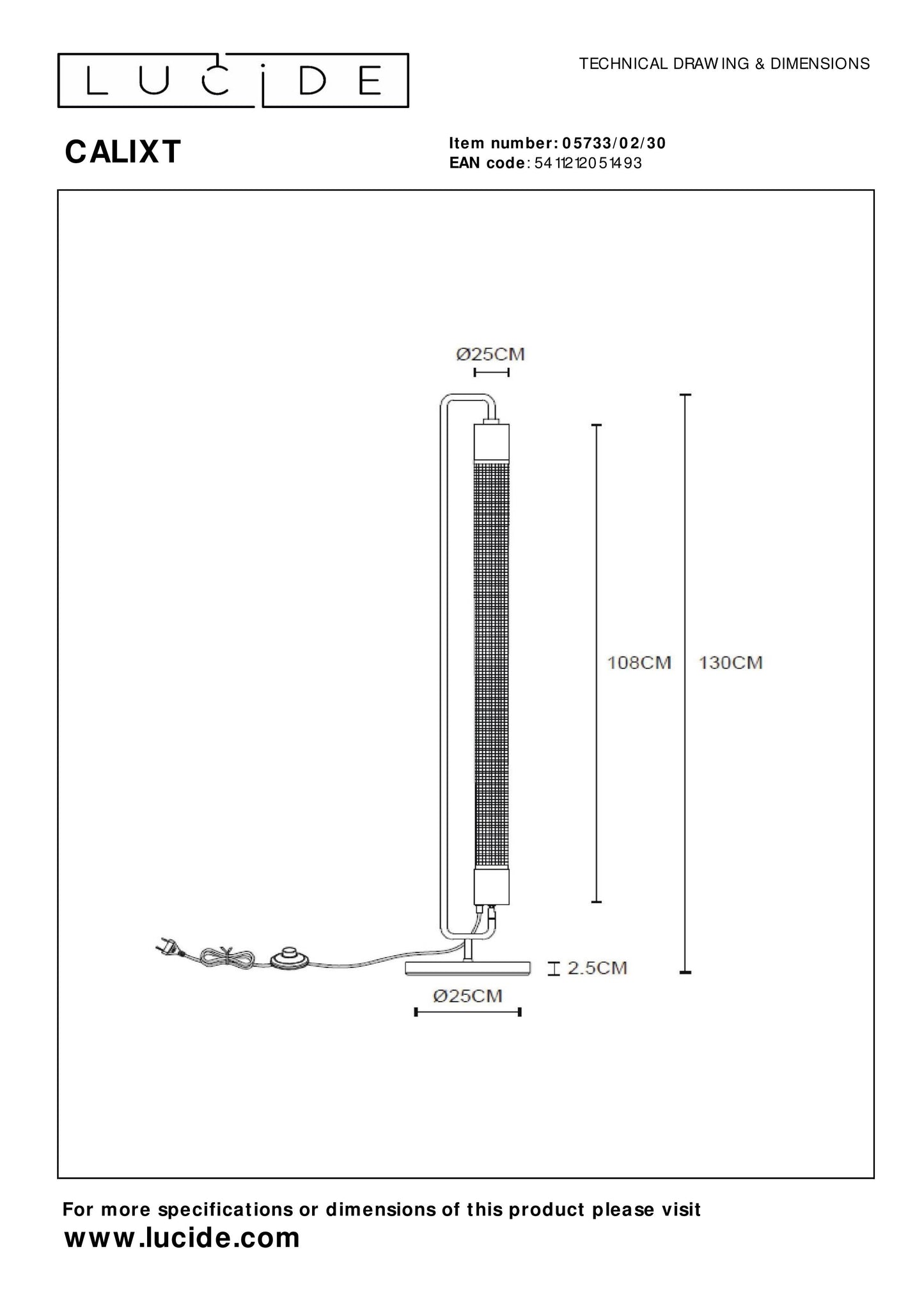 Lucide CALIXT - Floor lamp - 2xE27 - Black