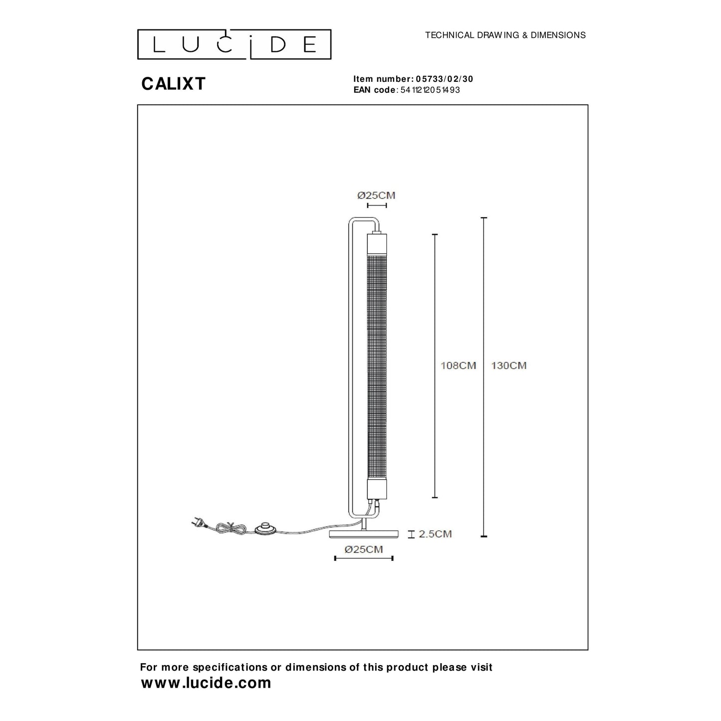 Lucide CALIXT - Floor lamp - 2xE27 - Black