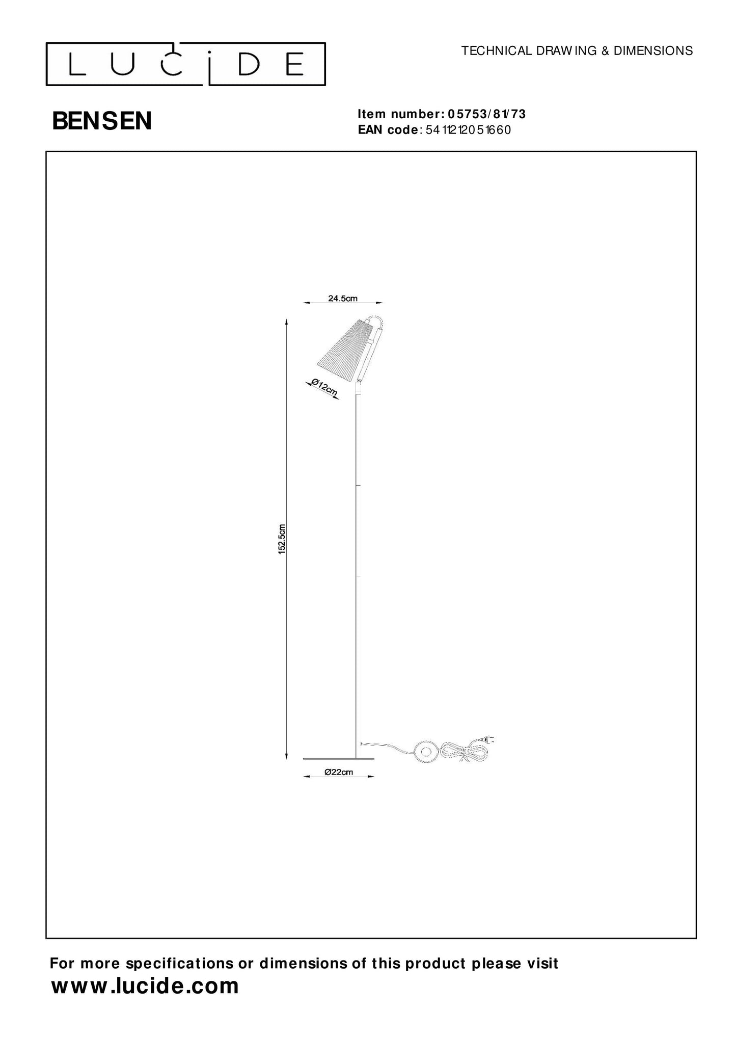 Lucide BENSEN - Floor lamp - 1xE14 - Natural