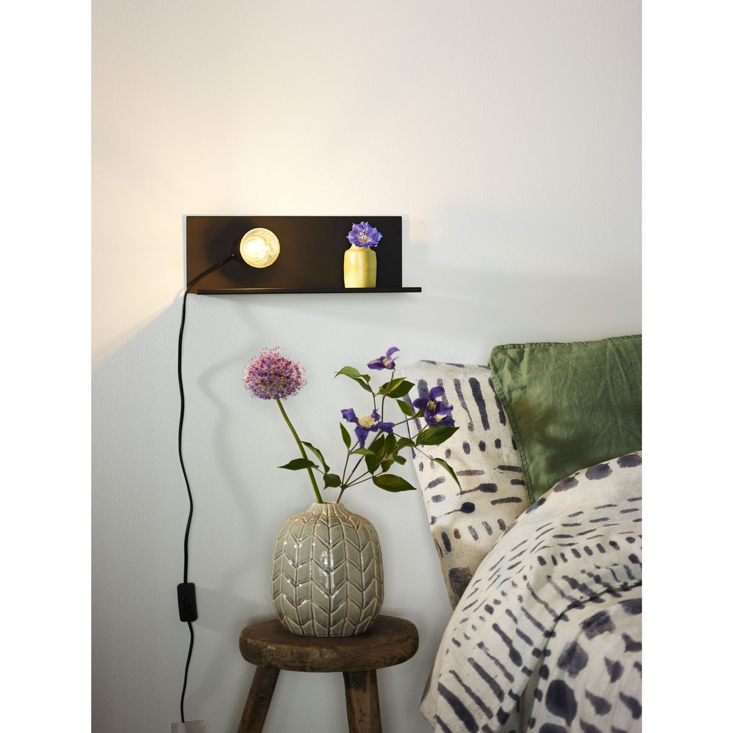 Lucide SEBO - Bedside lamp / Wall light - 1xE27 - Black