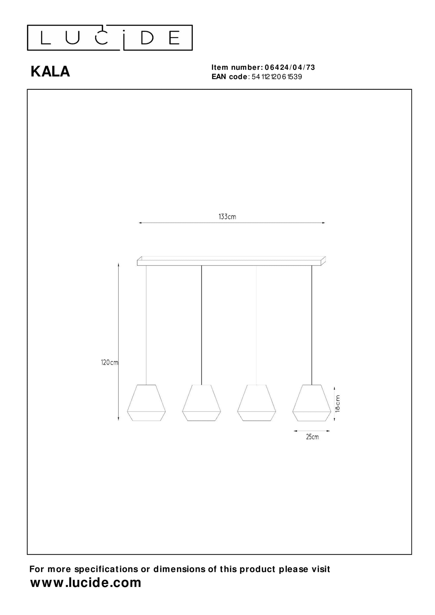 Lucide KALA - Pendant light - 4xE14 - Taupe