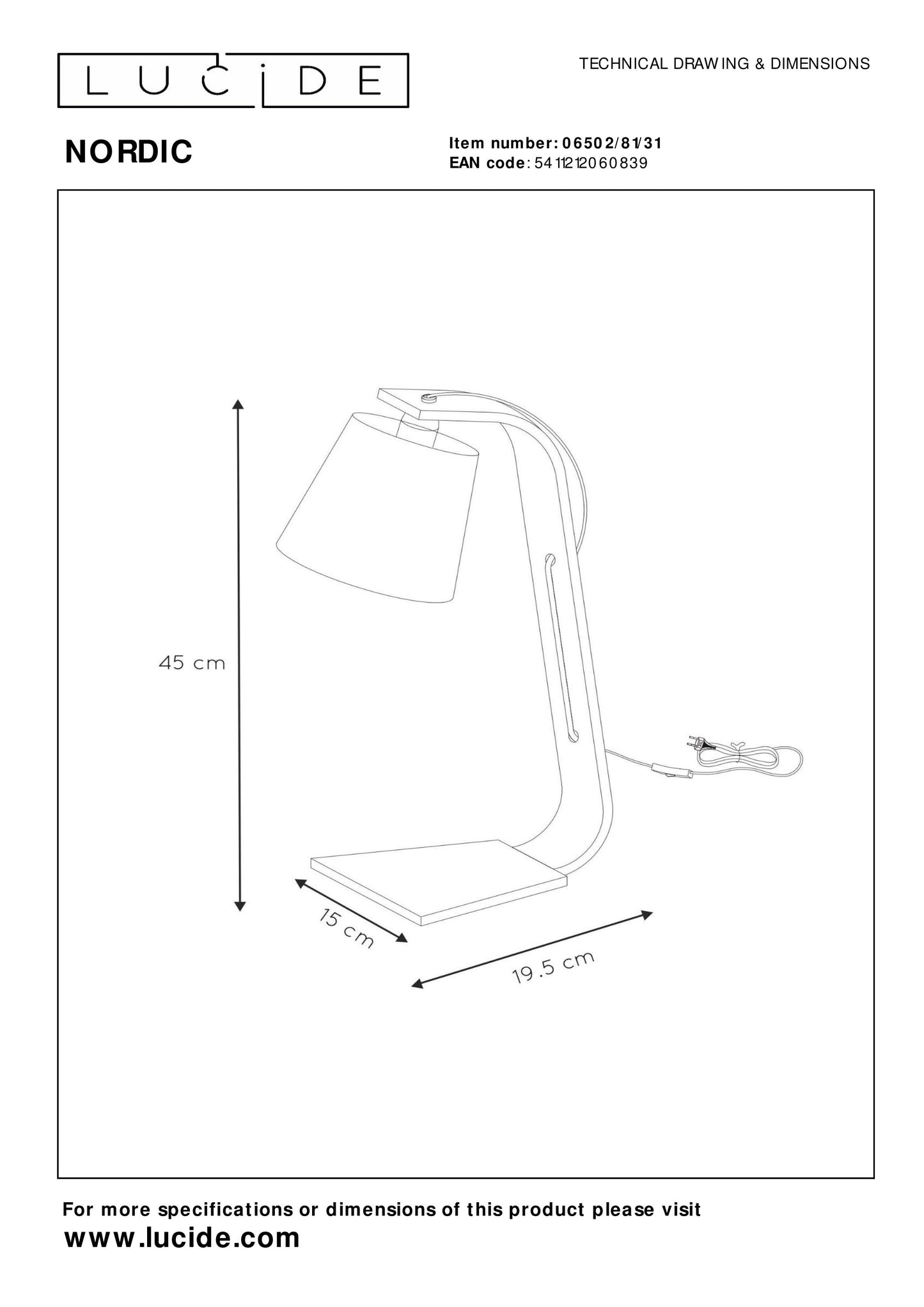 Lucide NORDIC - Table lamp - 1xE14 - White