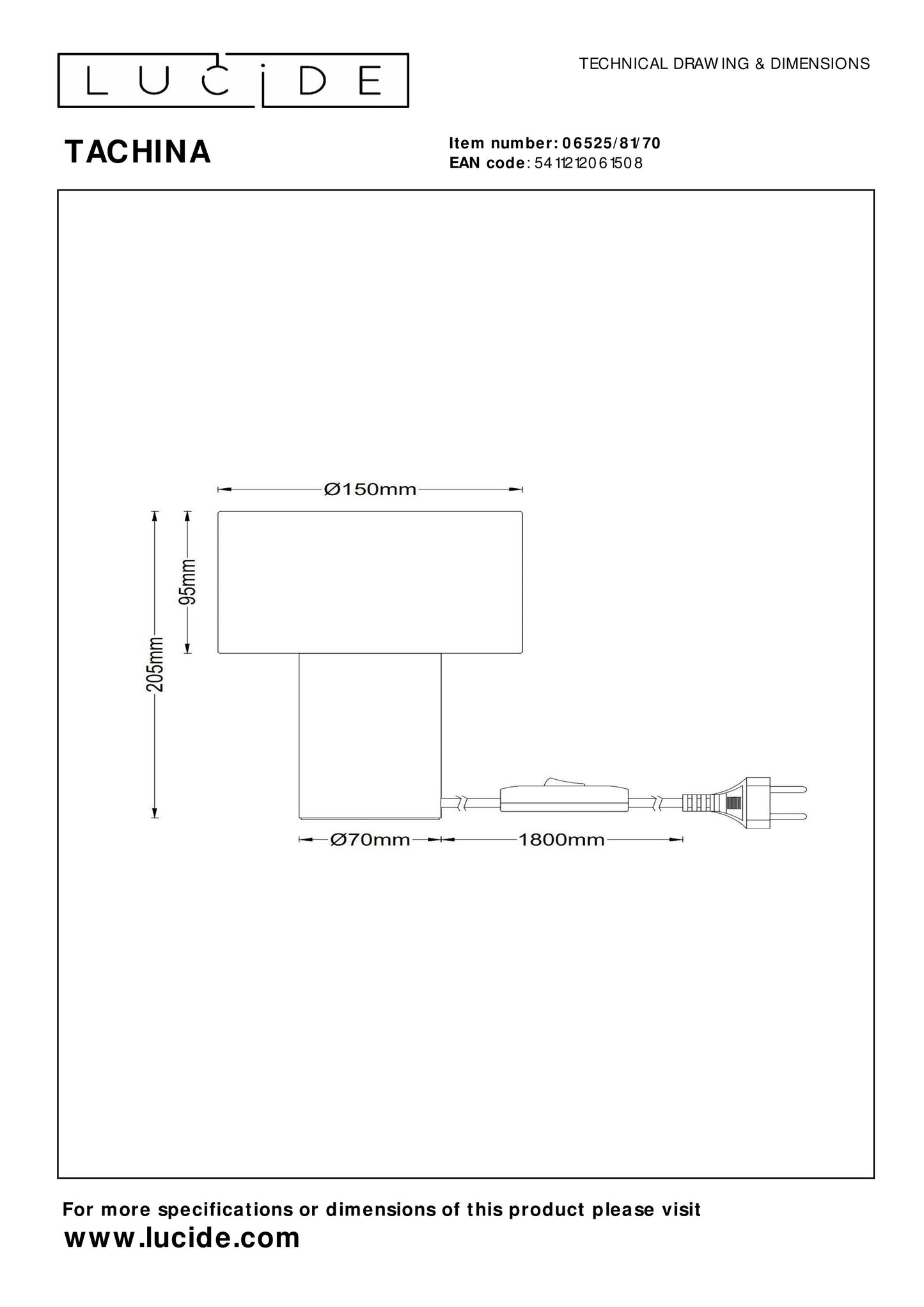 Lucide TACHINA - Table lamp - 1xE14 - Natural