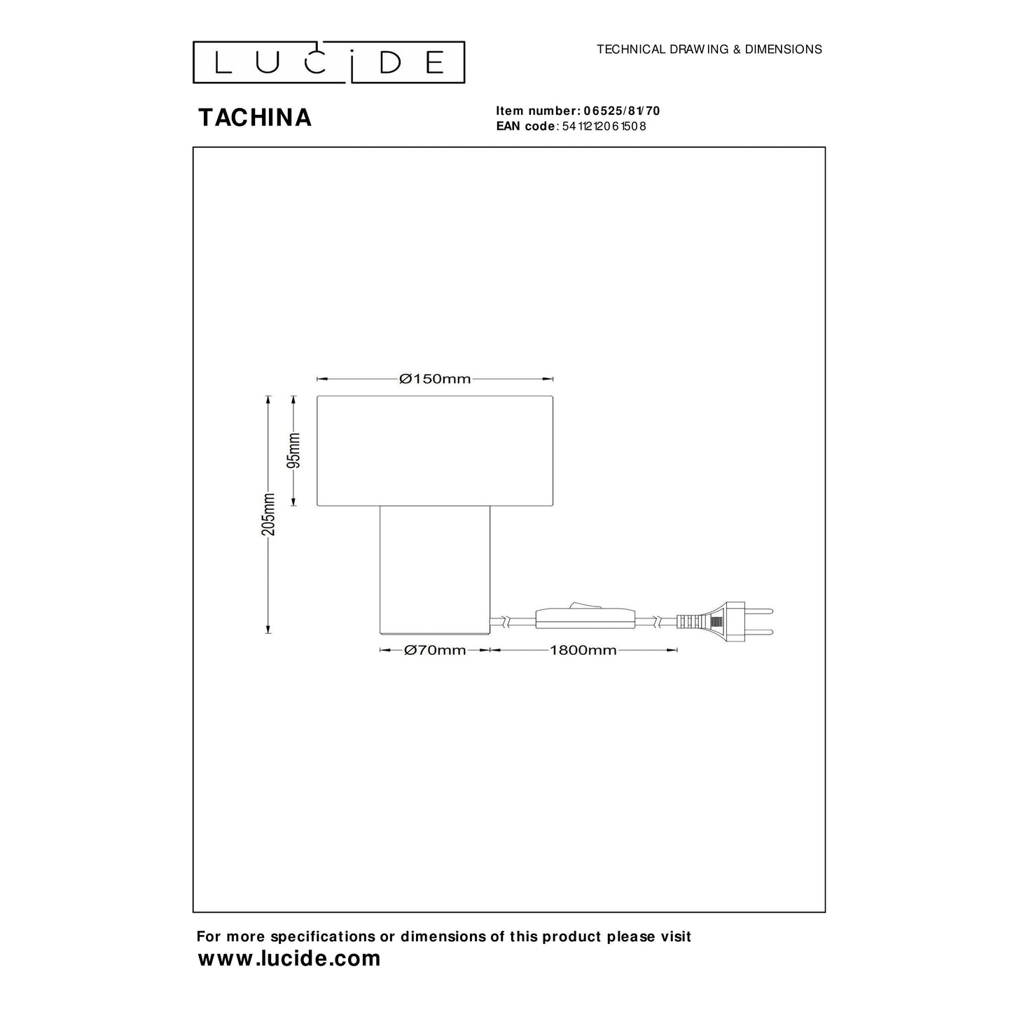 Lucide TACHINA - Table lamp - 1xE14 - Natural