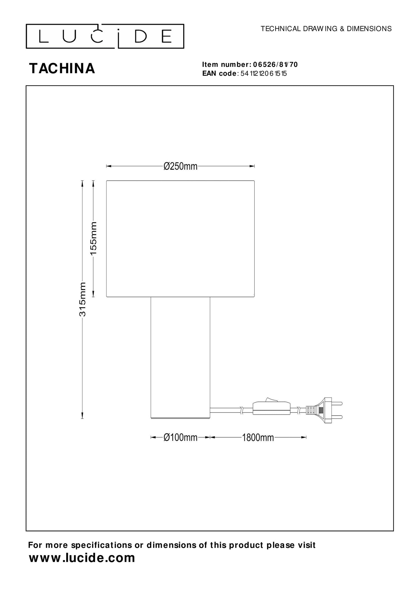 Lucide TACHINA - Table lamp - 1xE27 - Natural