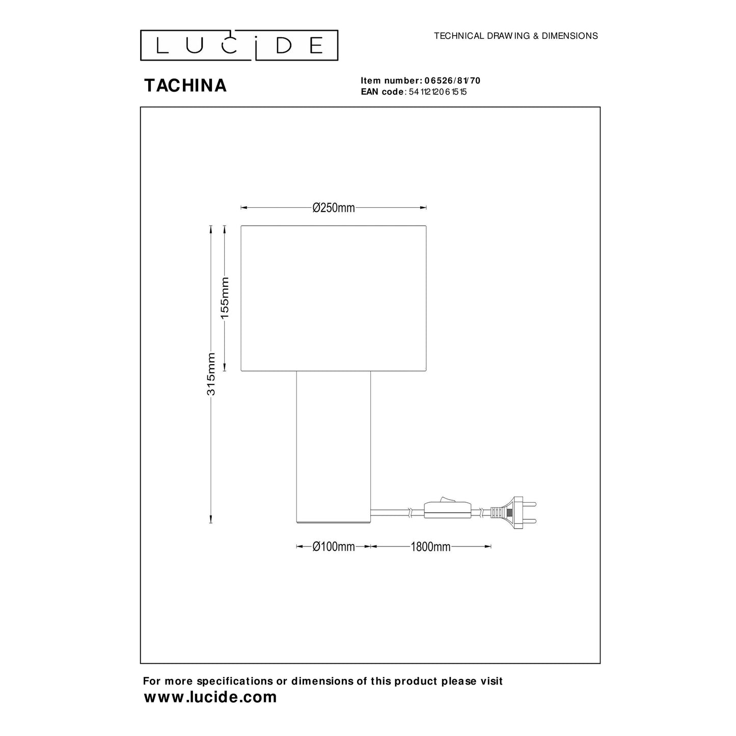 Lucide TACHINA - Table lamp - 1xE27 - Natural