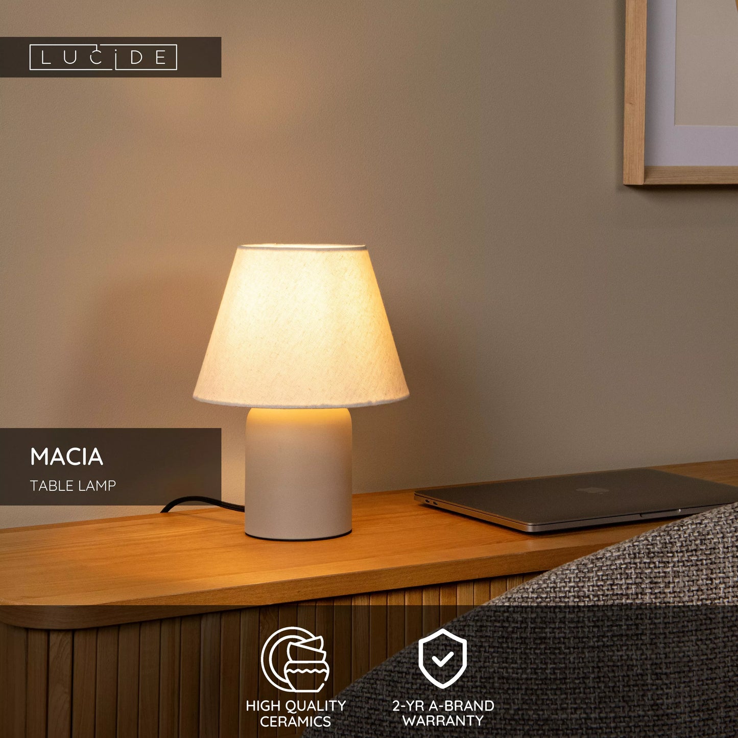 Lucide MACIA - Table lamp - 1xE14 - Cream
