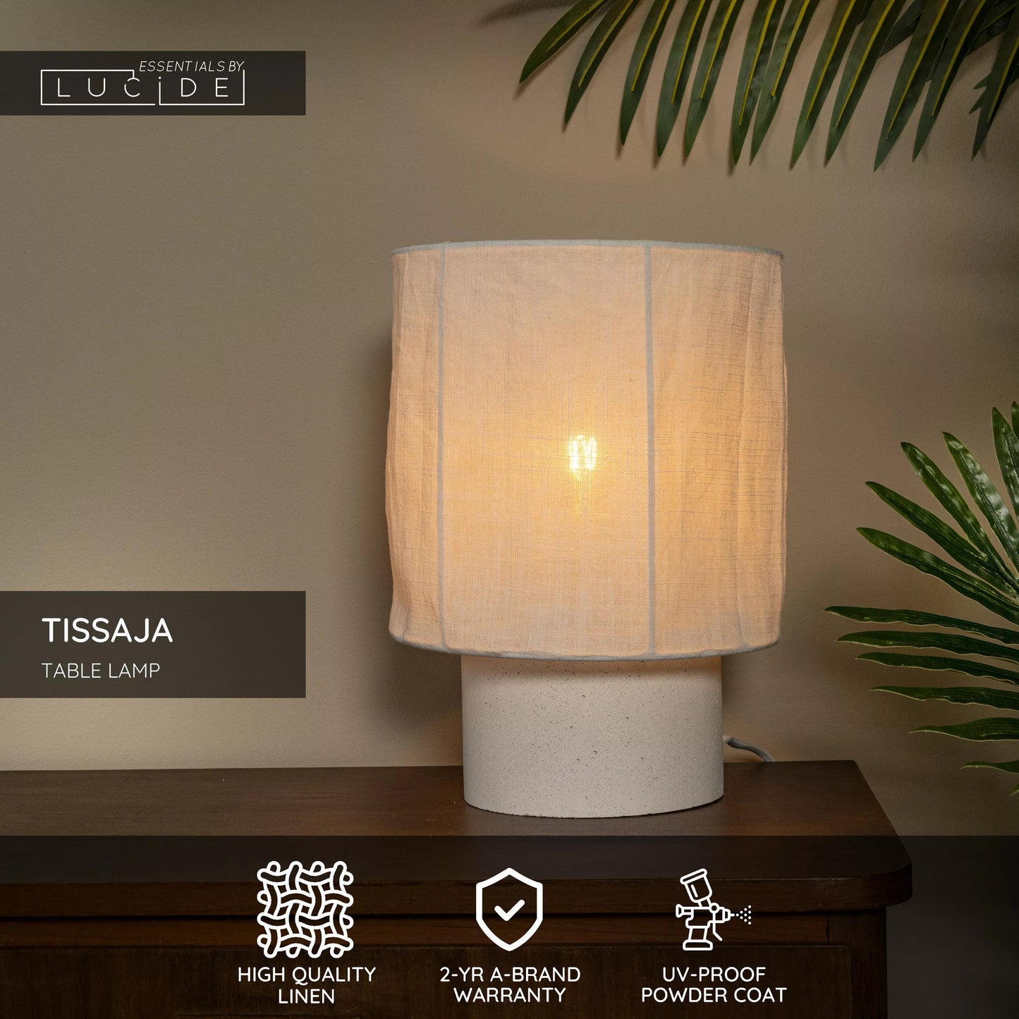Lucide TISSAJA - Table lamp - Ø 20 cm - 1xE14 - White | Essential