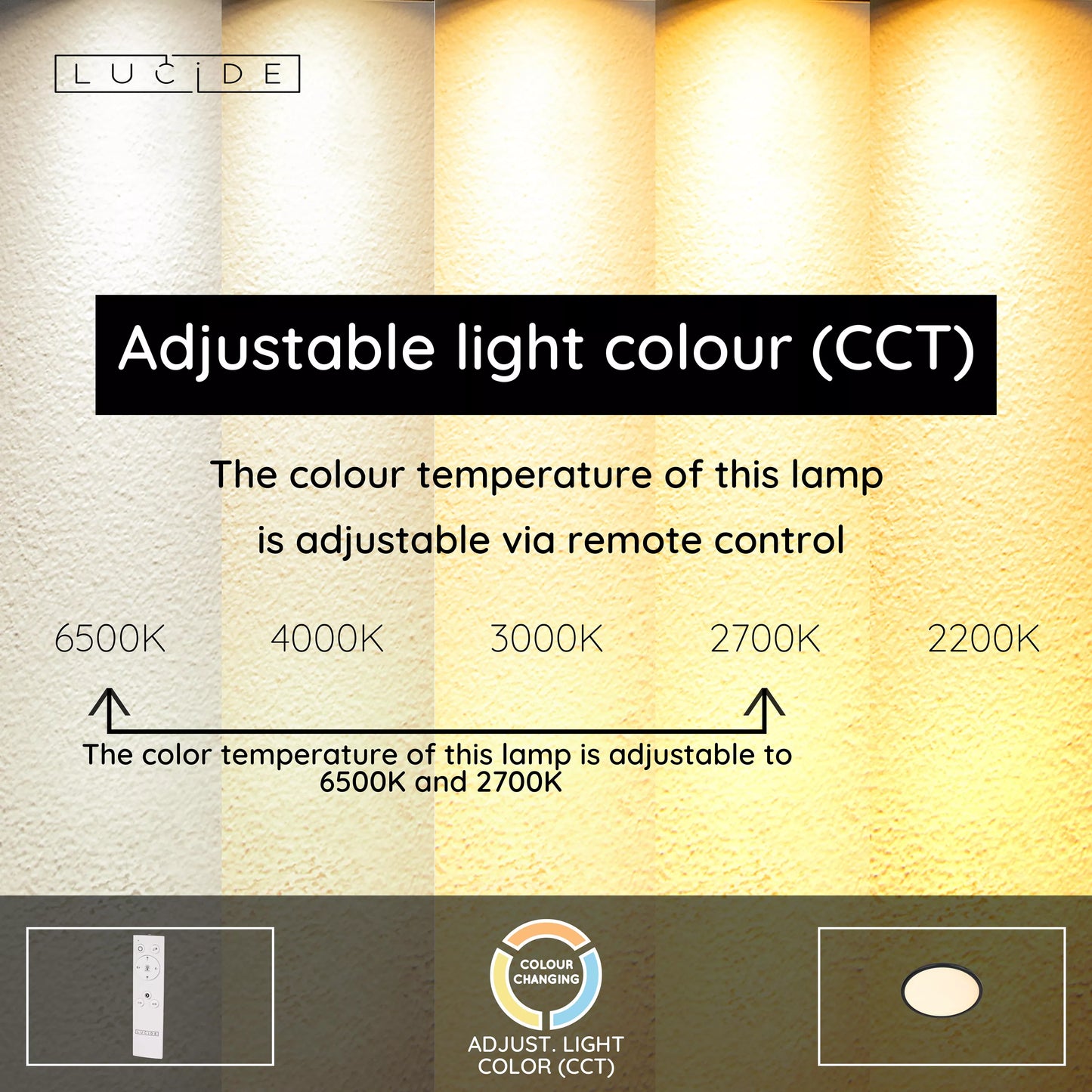 Lucide CASTOR - Flush ceiling light - Ø 32 cm - LED Dim. - CCT - 1x20W 2700K/6500K - Rgb - Opal