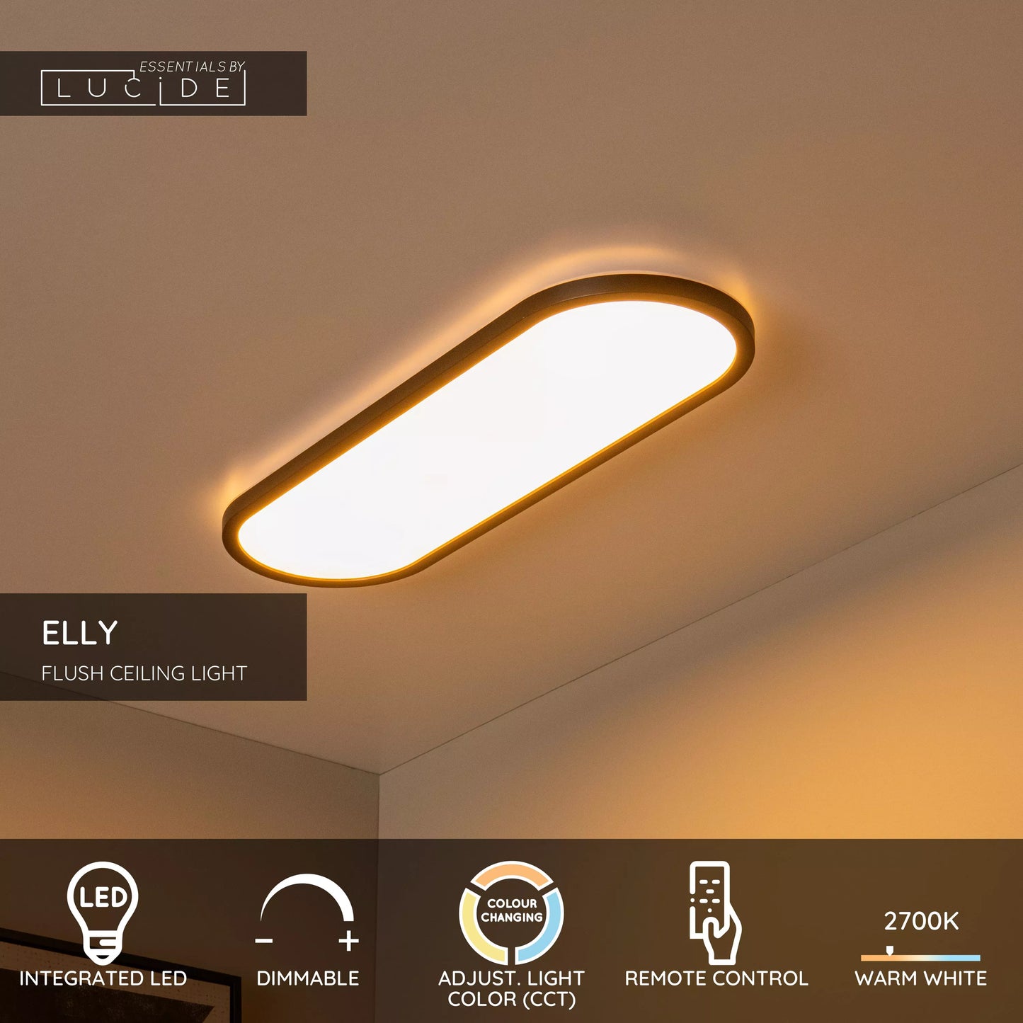 Lucide ELLY - Flush ceiling light - LED Dim. - CCT - 1x24W 2700K/4000K - Opal | Essential