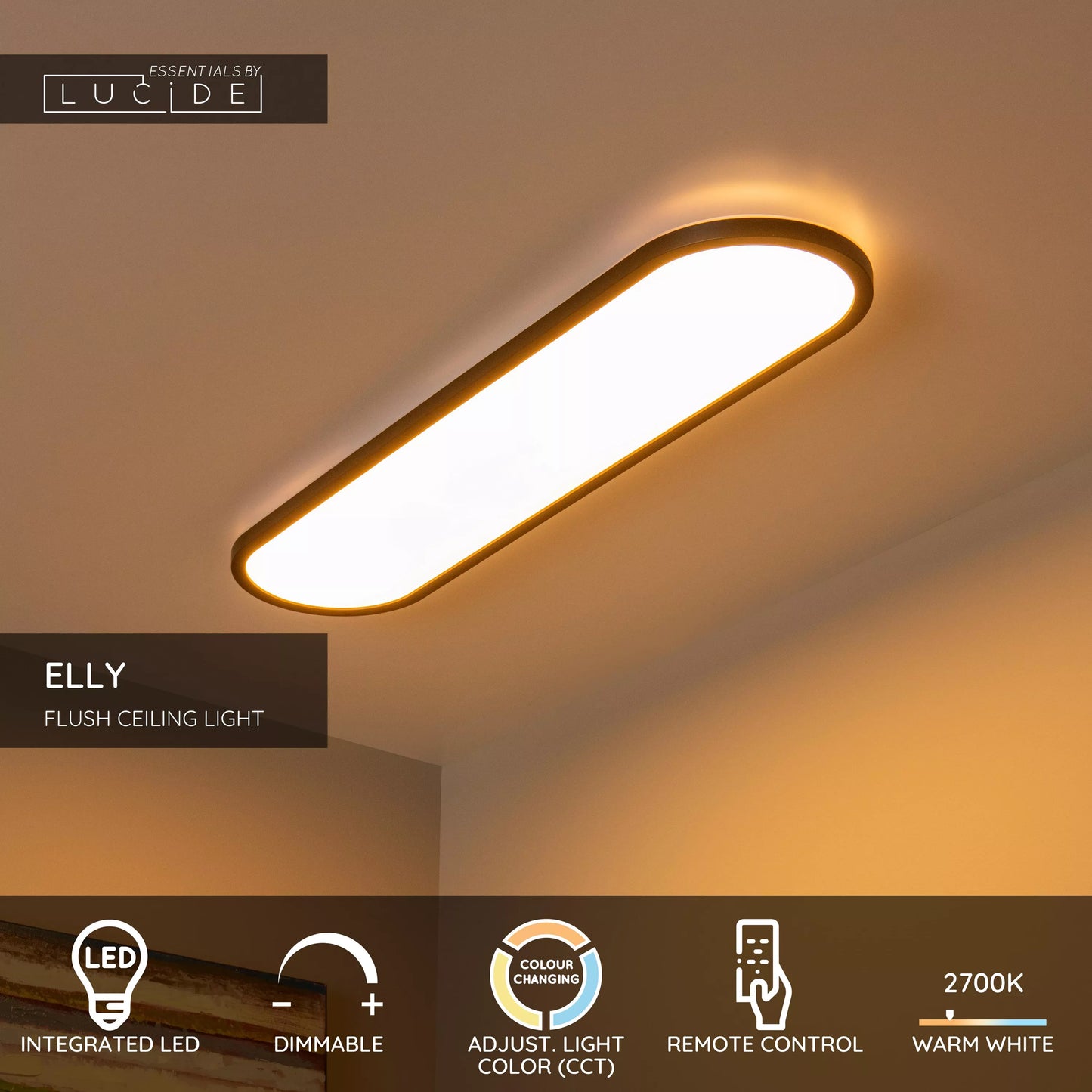 Lucide ELLY - Flush ceiling light - LED Dim. - CCT - 1x36W 2700K/4000K - Opal | Essential