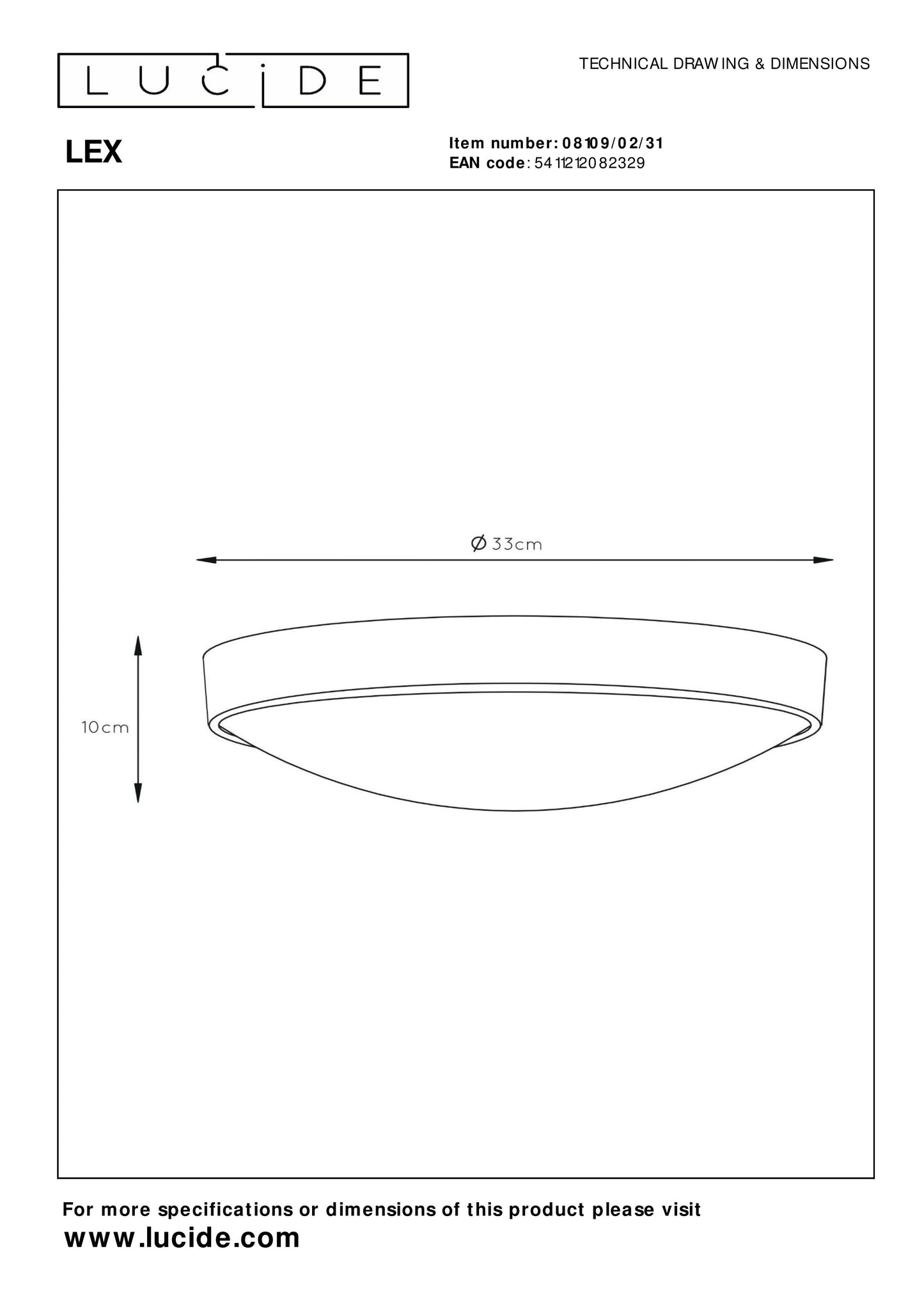 Lucide LEX - Flush ceiling light - Ø 33 cm - 2xE27 - White