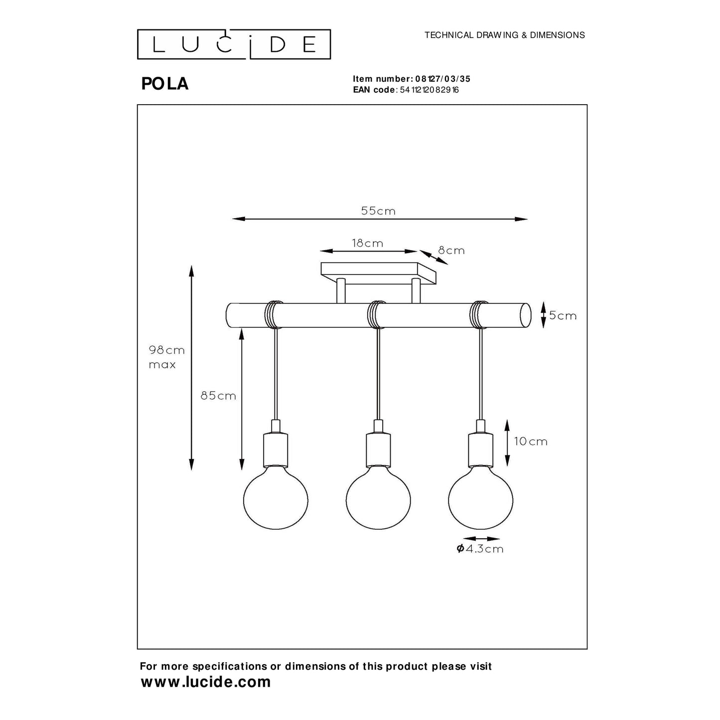 Lucide POLA - Flush ceiling light Children - 3xE27 - Blue