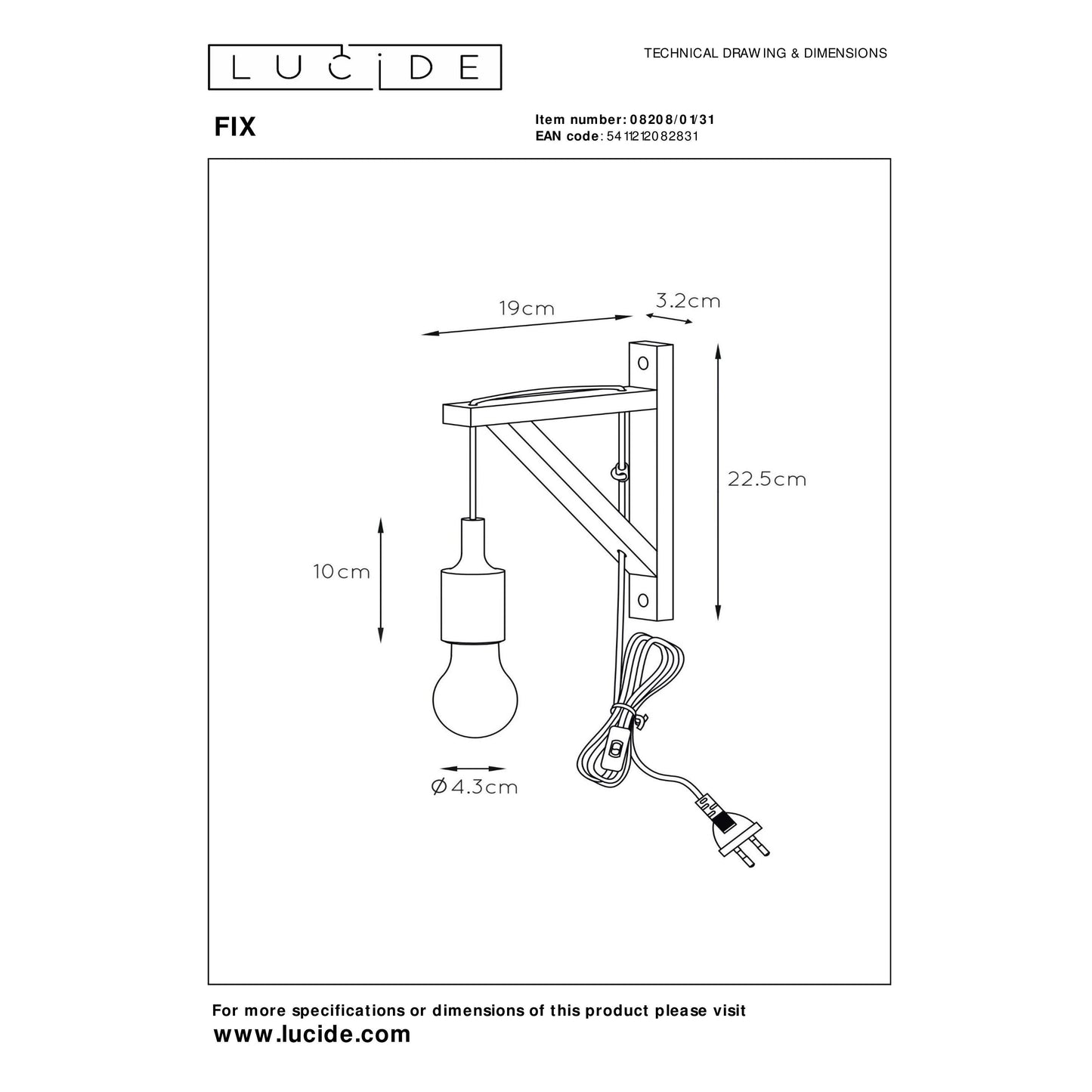 Lucide FIX - Wall light - 1xE27 - White