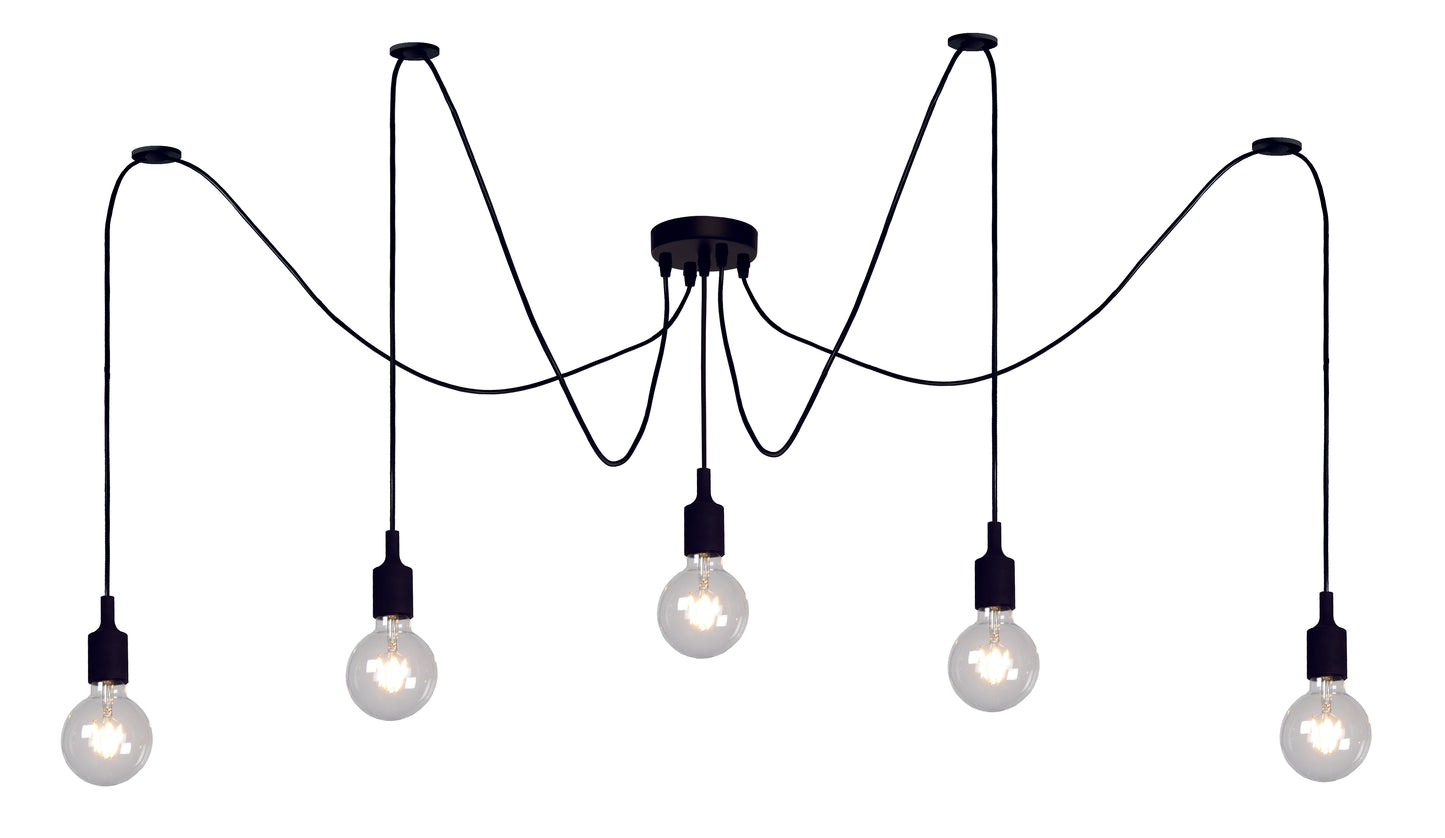 Lucide FIX - Pendant light - 5xE27 - Black