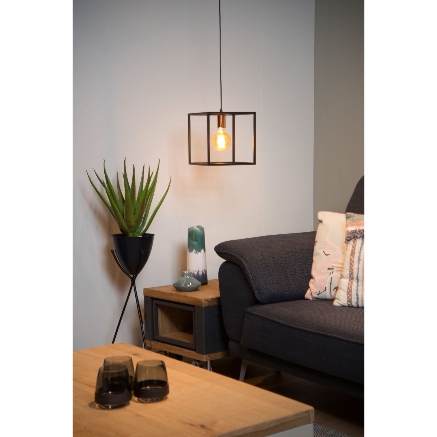 Lucide ARTHUR - Pendant light - 1xE27 - Black