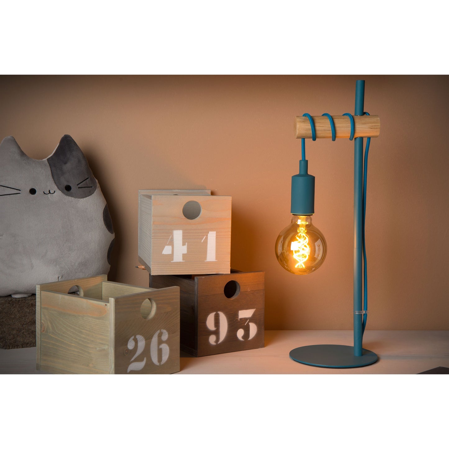 Lucide POLA - Table lamp Children - Ø 15 cm - 1xE27 - Blue