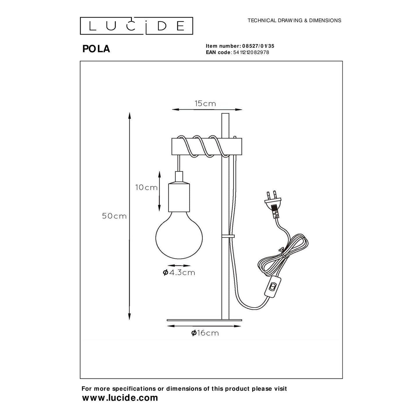 Lucide POLA - Table lamp Children - Ø 15 cm - 1xE27 - Blue