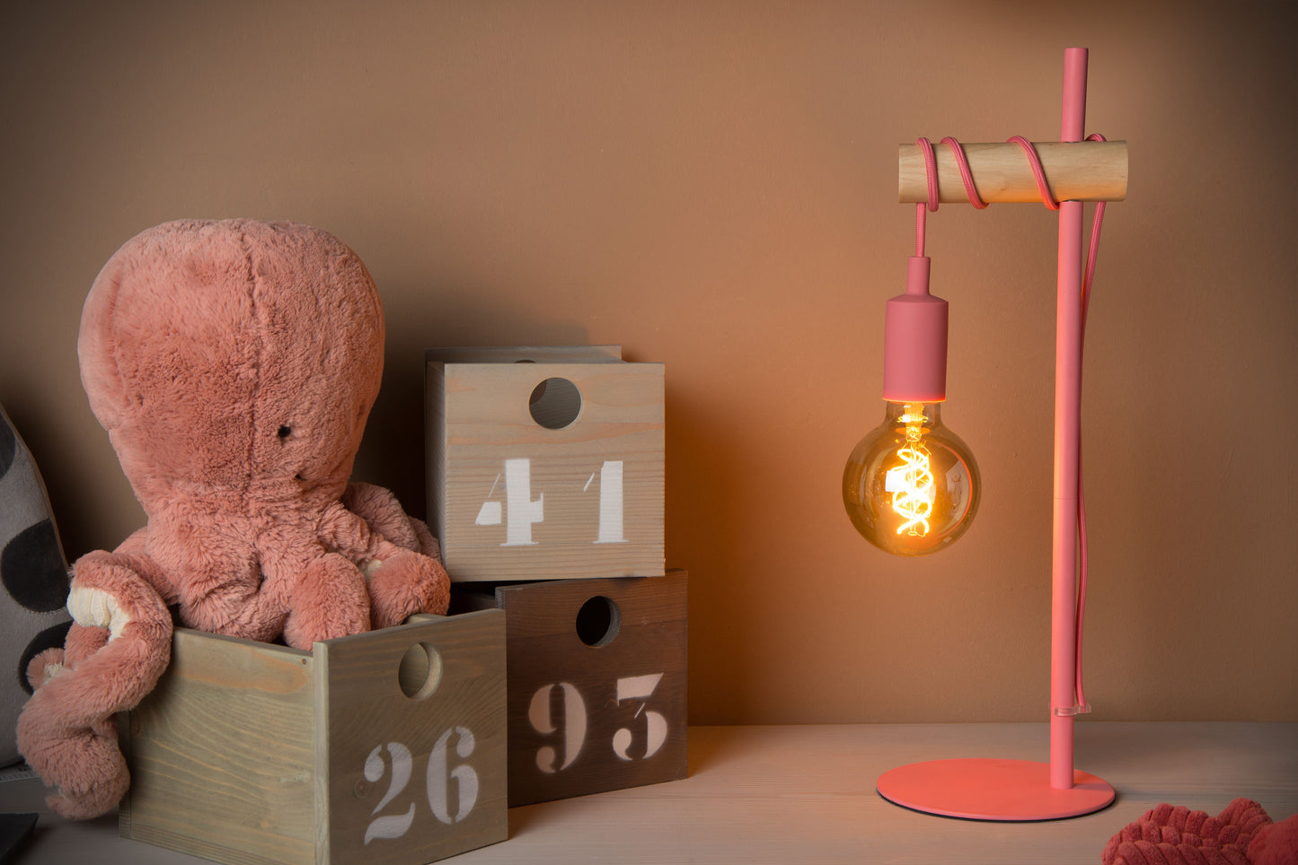 Lucide POLA - Table lamp Children - Ø 15 cm - 1xE27 - Pink