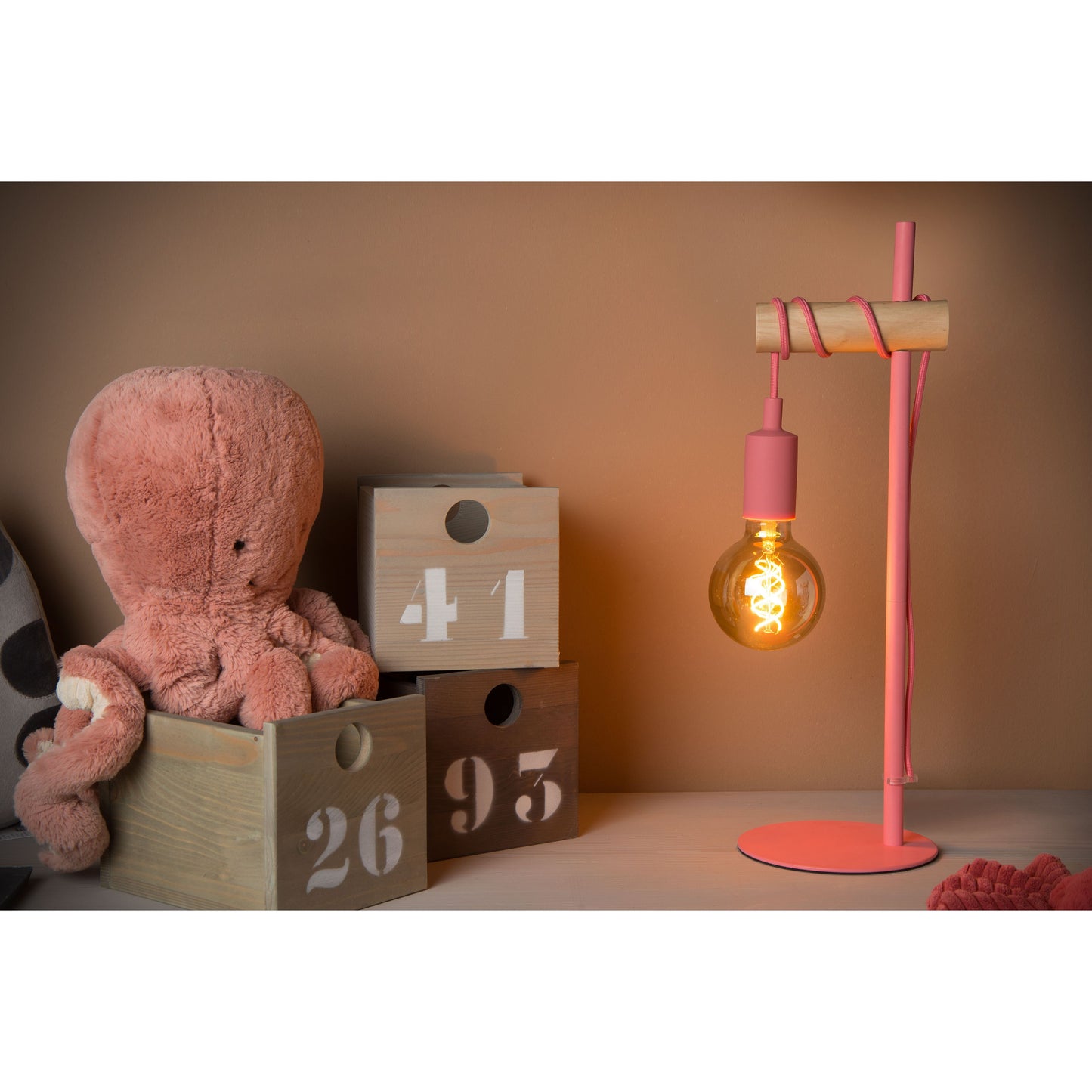 Lucide POLA - Table lamp Children - Ø 15 cm - 1xE27 - Pink