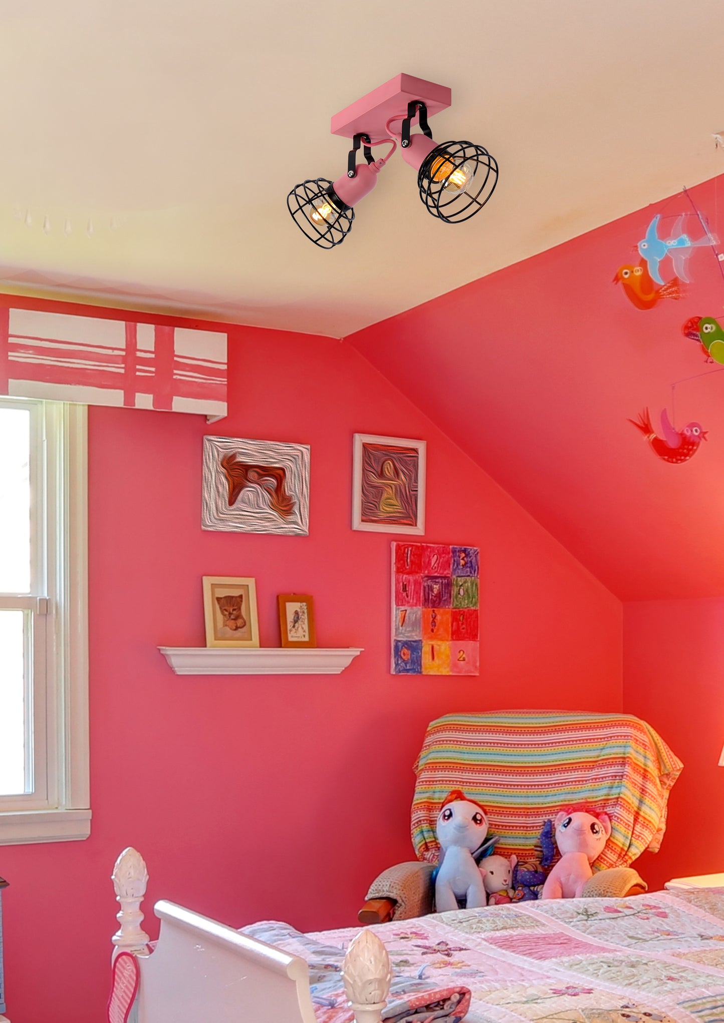 Lucide POLA - Ceiling spotlight Children - 2xE27 - Pink