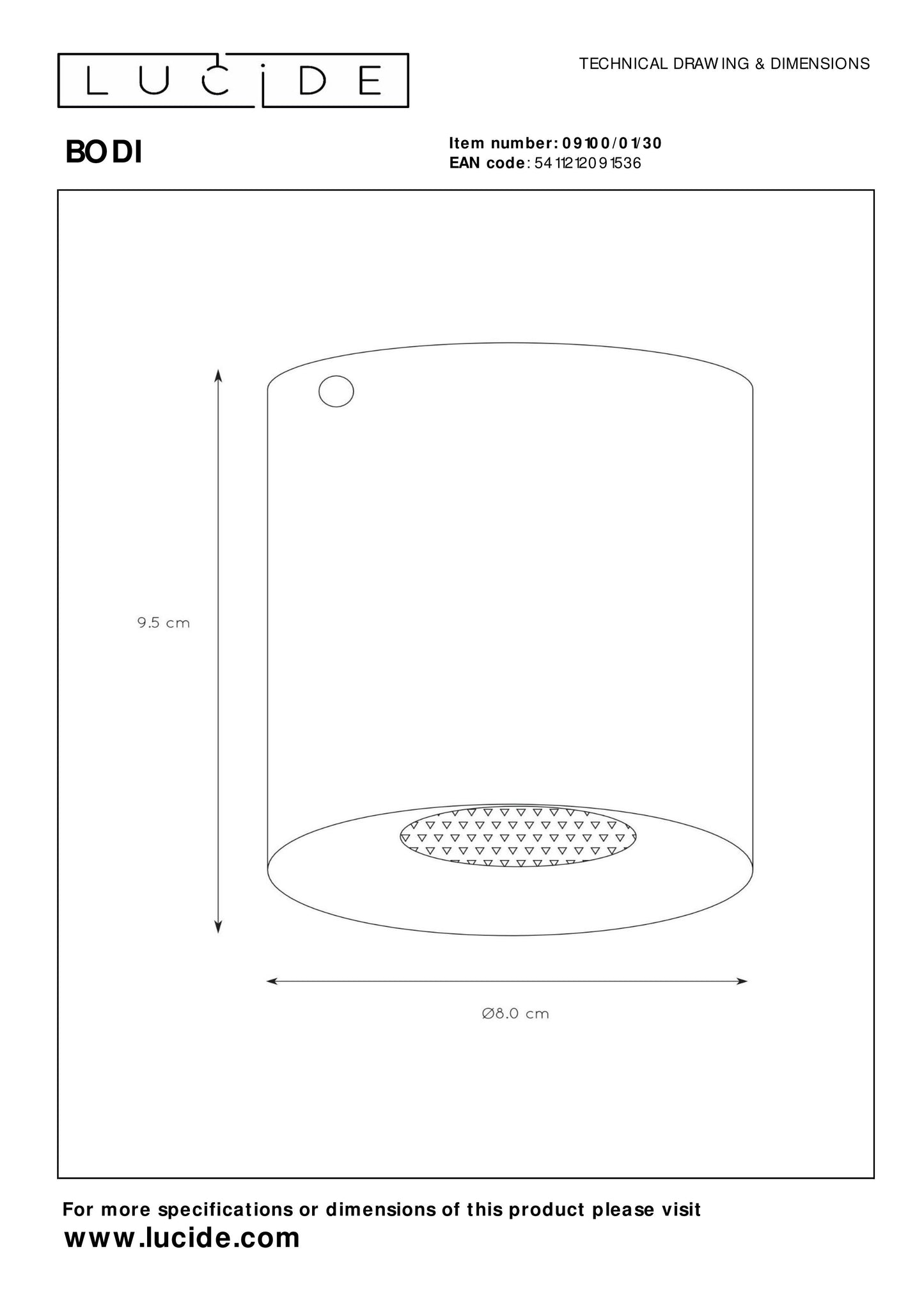 Lucide BODI - Ceiling spotlight - Ø 8 cm - 1xGU10 - Black