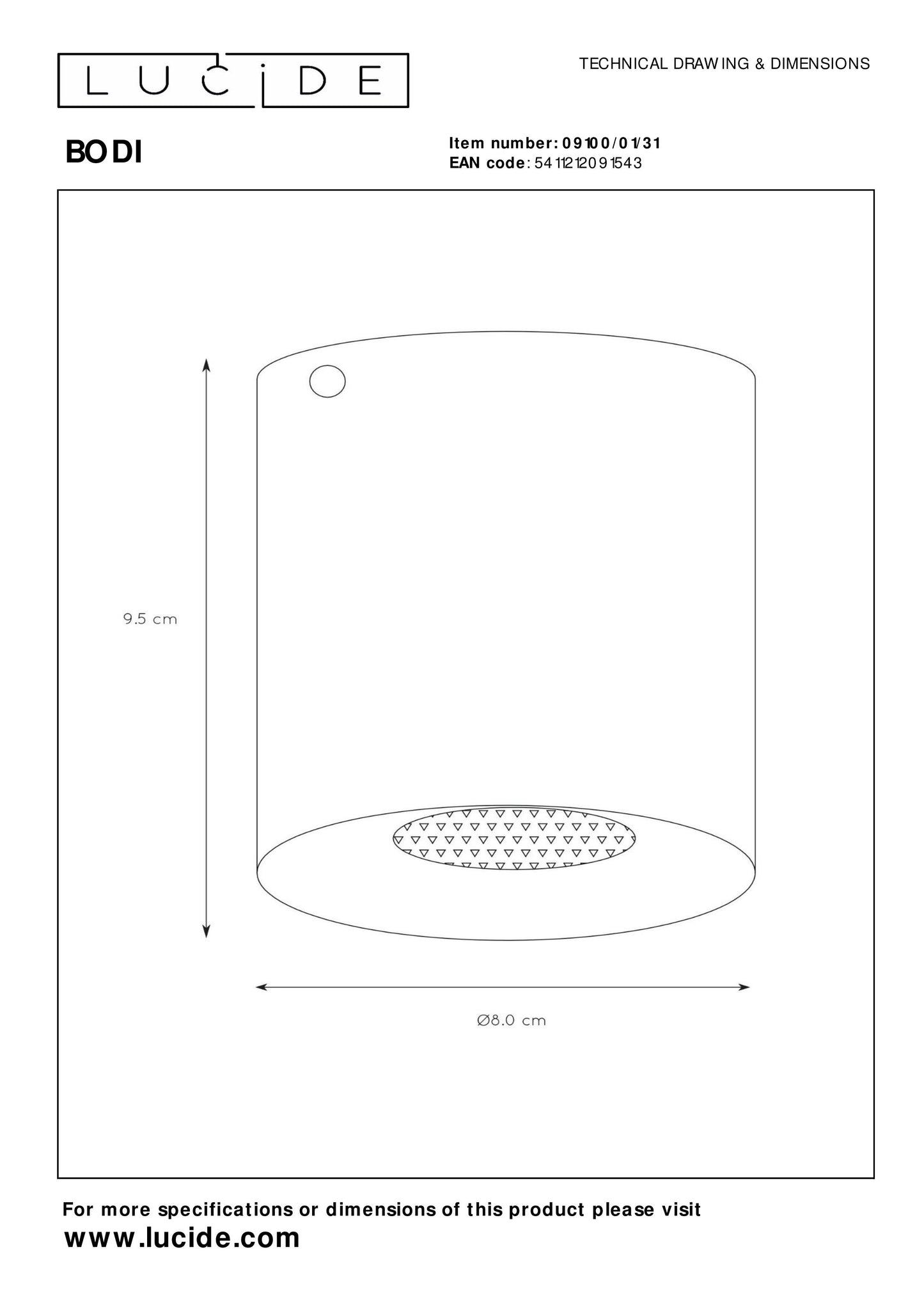 Lucide BODI - Ceiling spotlight - Ø 8 cm - 1xGU10 - White