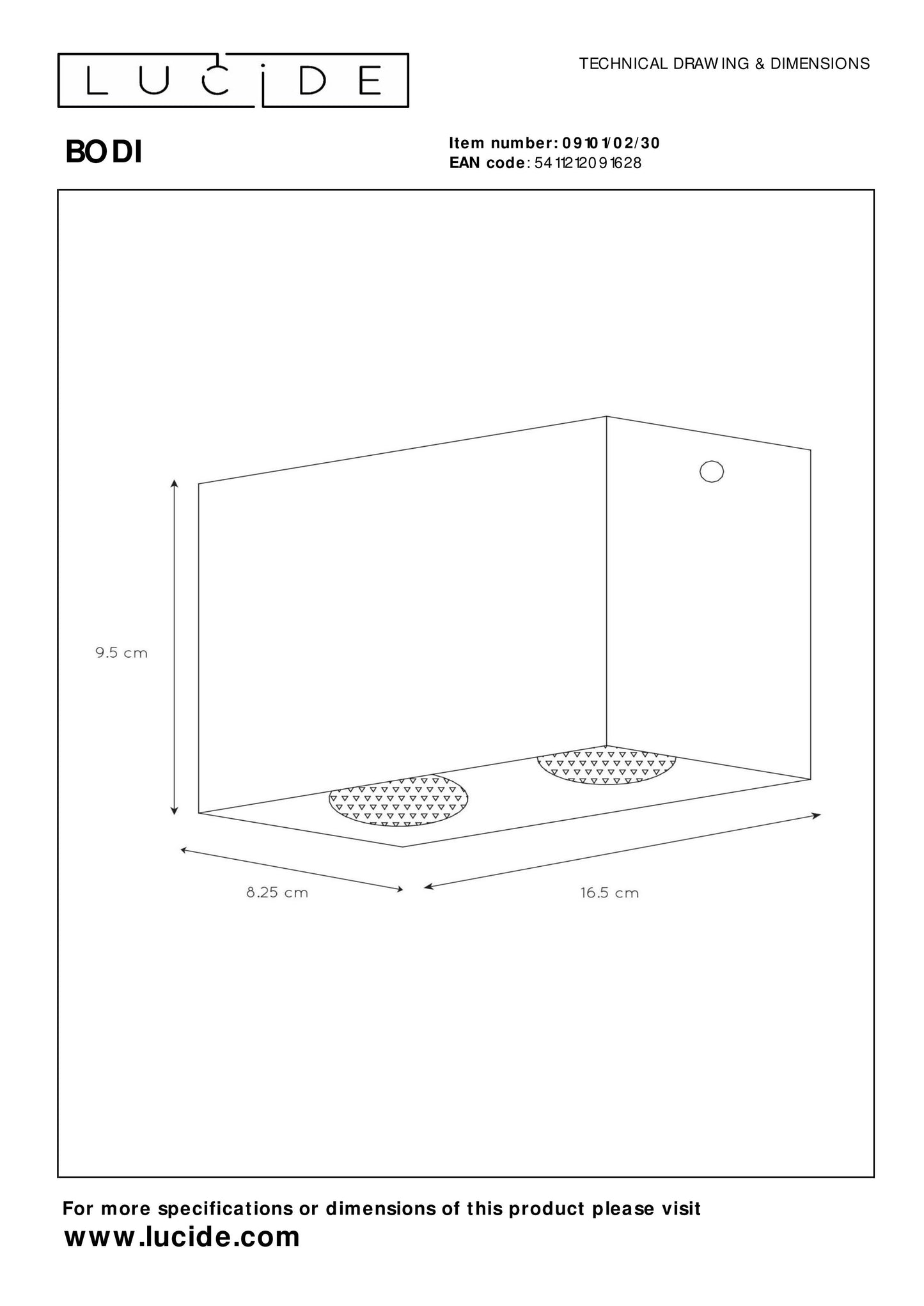 Lucide BODI - Ceiling spotlight - 2xGU10 - Black