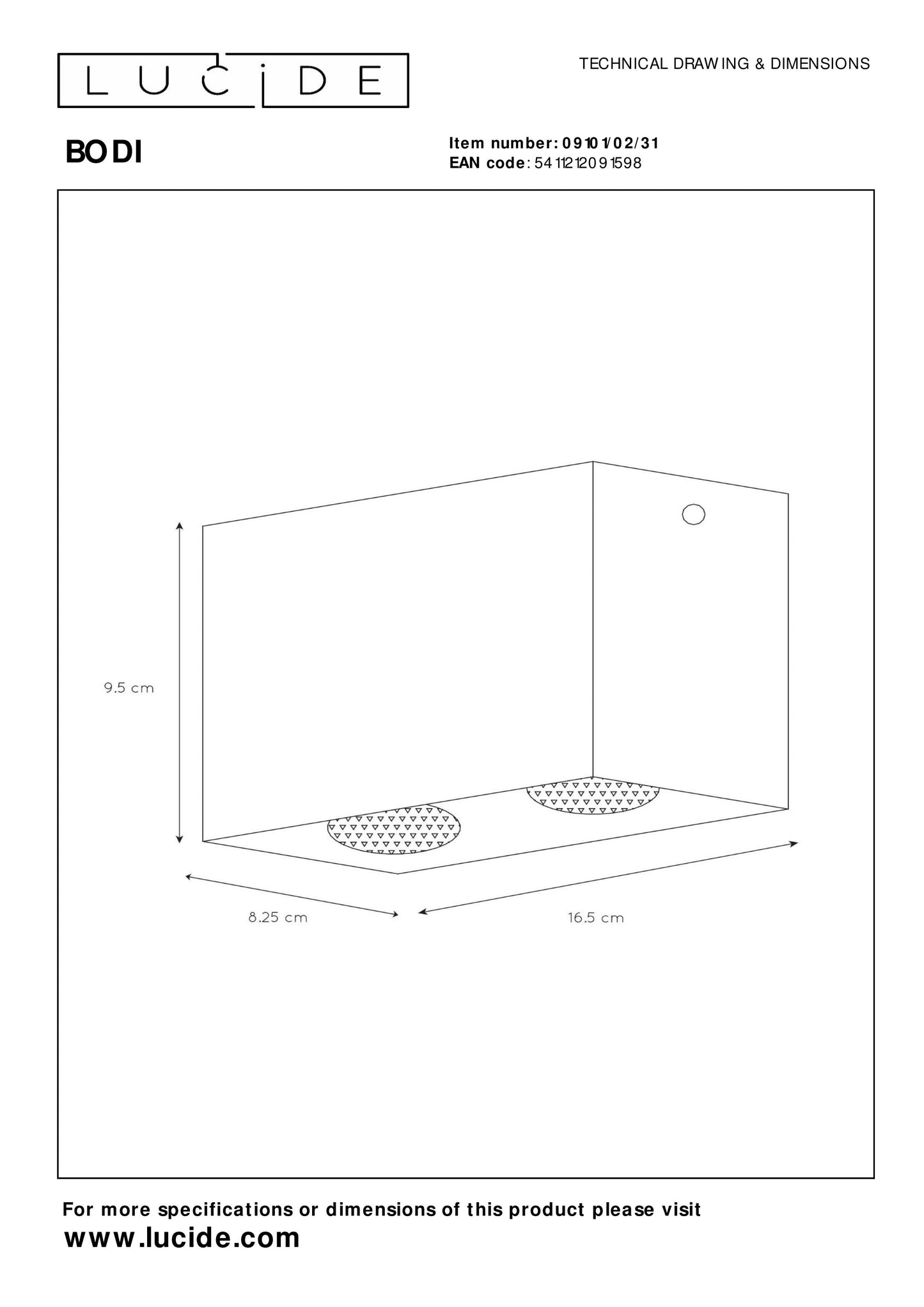 Lucide BODI - Ceiling spotlight - 2xGU10 - White