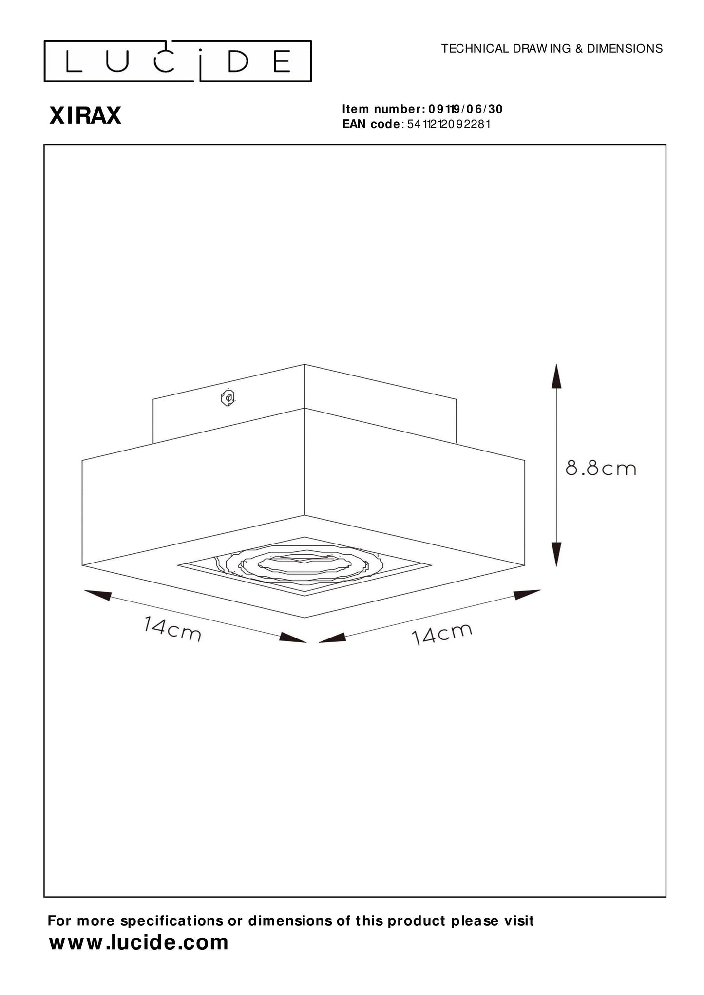 Lucide XIRAX - Ceiling spotlight - LED Dim to warm - GU10 - 1x5W 2200K/3000K - Black