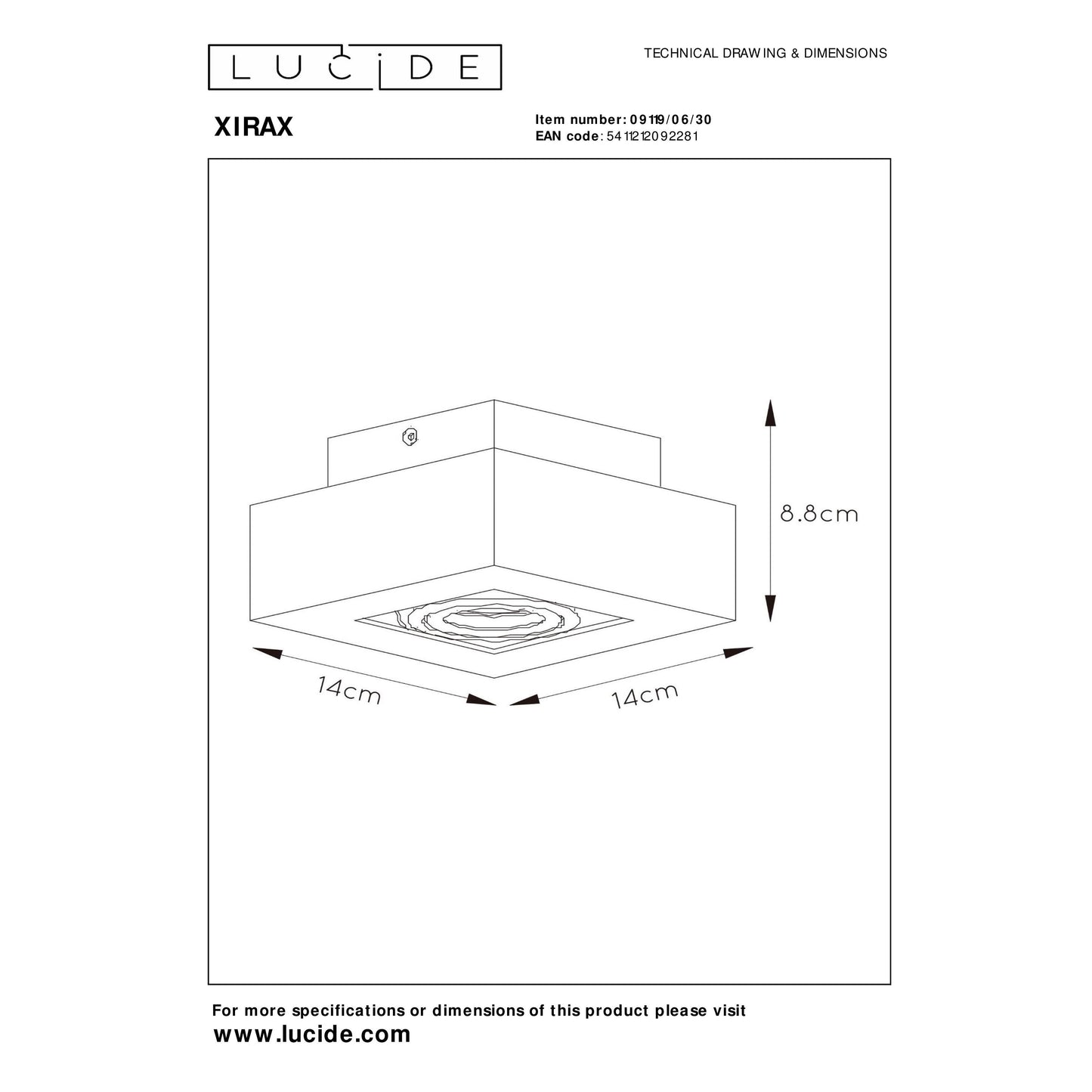 Lucide XIRAX - Ceiling spotlight - LED Dim to warm - GU10 - 1x5W 2200K/3000K - Black