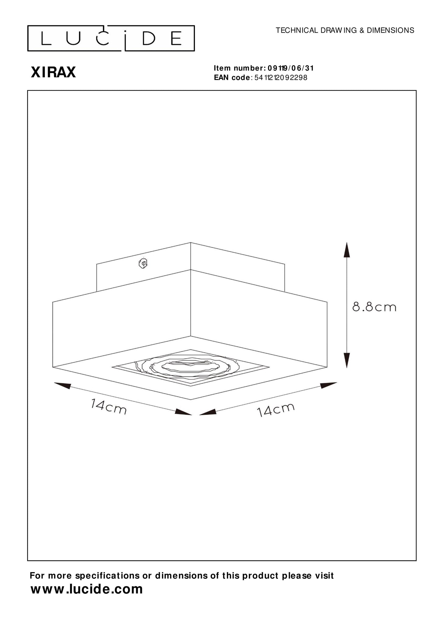 Lucide XIRAX - Ceiling spotlight - LED Dim to warm - GU10 - 1x5W 2200K/3000K - White