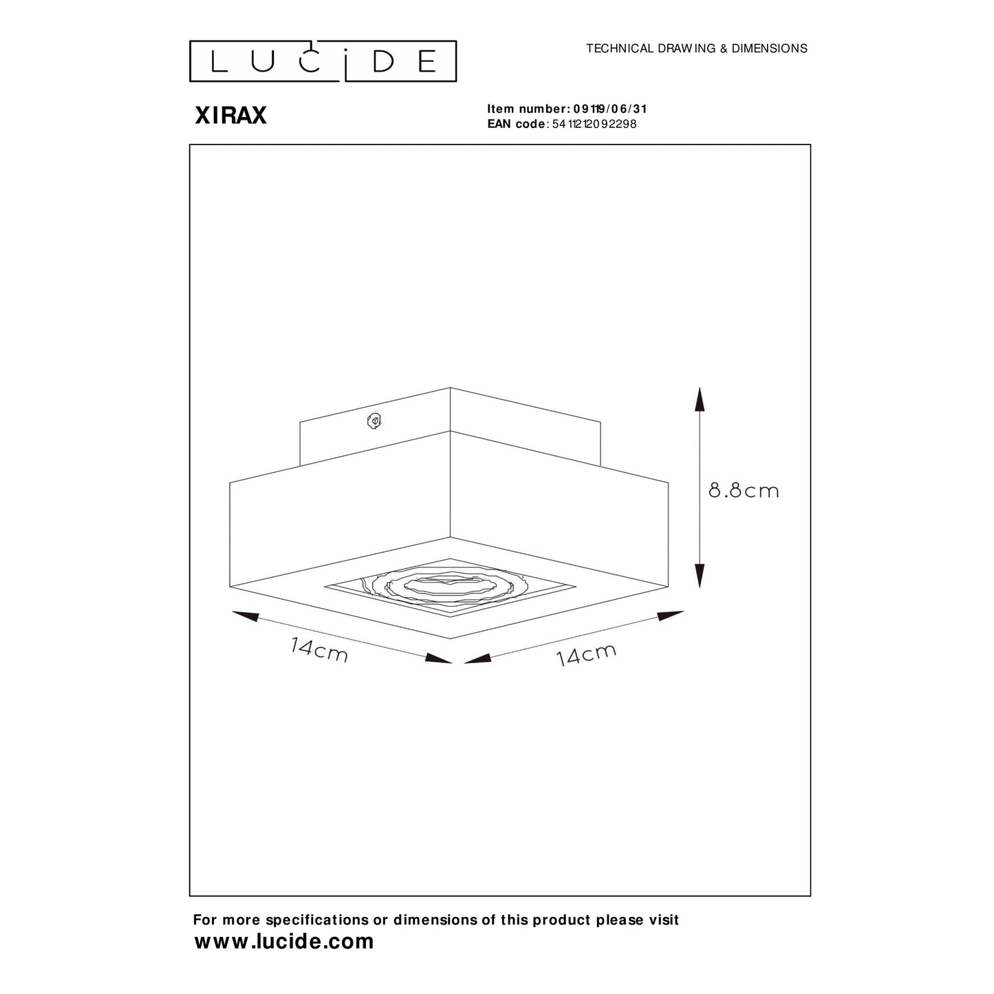 Lucide XIRAX - Ceiling spotlight - LED Dim to warm - GU10 - 1x5W 2200K/3000K - White